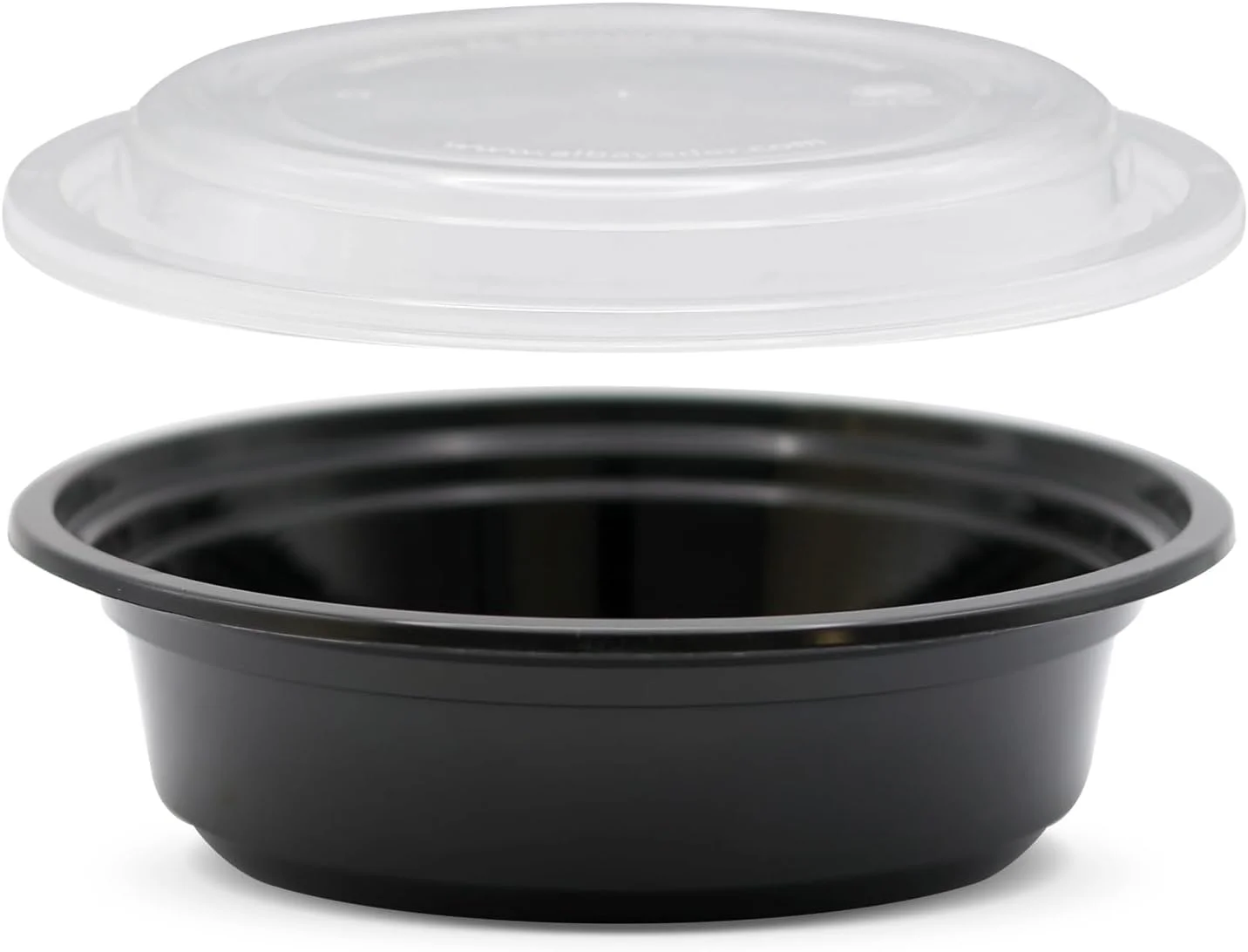 ظرف گرد مشکی تجزیه‌پذیر با درب شفاف 470 میلی‌لیتری - قابل استفاده در فریزر، فر، ماشین ظرفشویی و مایکروویو - ظرف غذا با درب - جعبه ناهار - جعبه نگهداری - مناسب بیرون‌بر، قابل استفاده مجدد، یکبار مصرف (بسته 4 عددی)