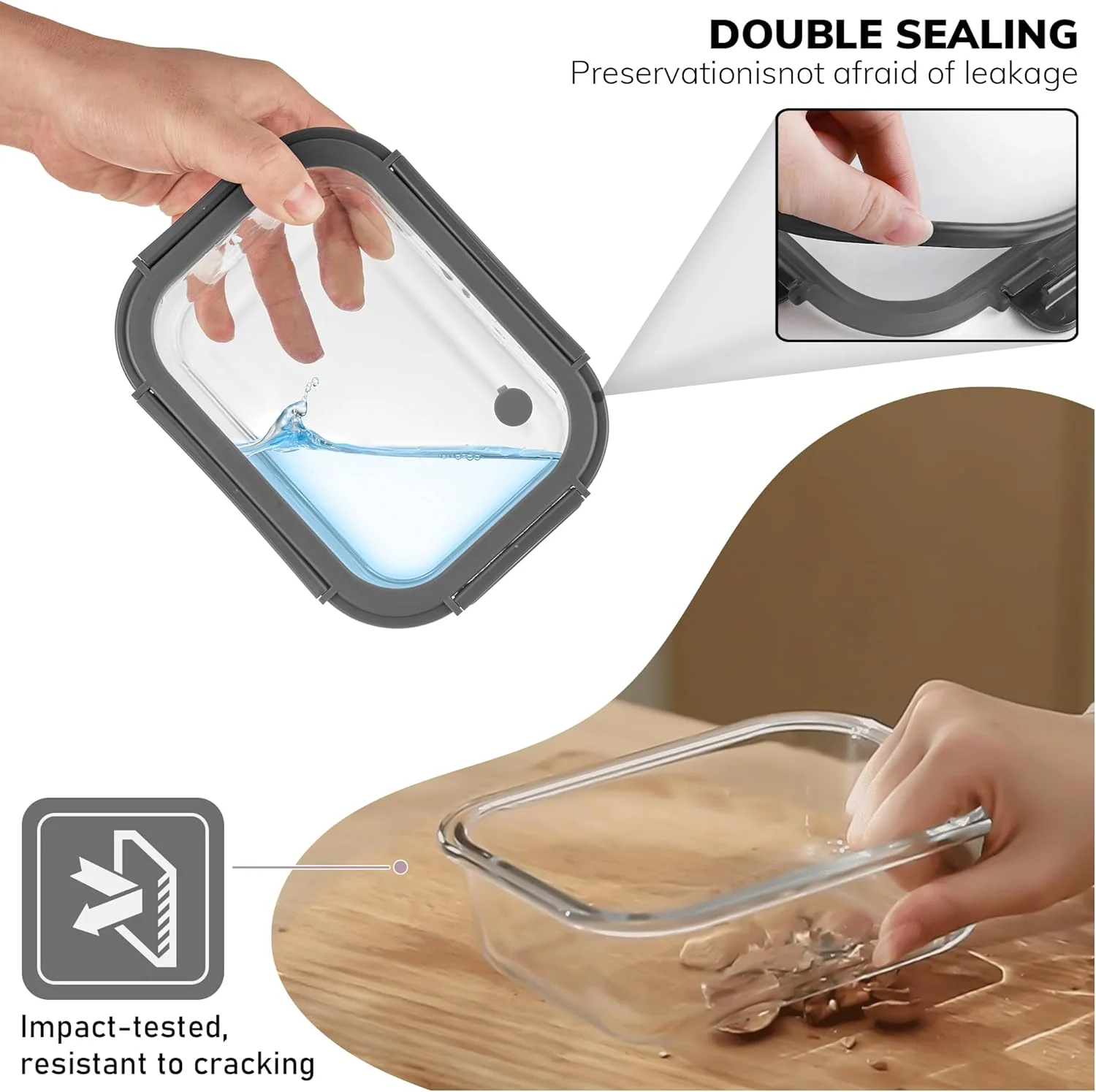 ظروف شیشه ای بوروسیلیکات BOROHOUSE، بسته 5 عددی با درب های مقاوم، ظرفیت 1040 میلی لیتر، مناسب برای آماده سازی غذا، قابل استفاده در مایکروویو و فریزر (خاکستری) ظروف شیشه ای بوروسیلیکات BOROHOUSE، بسته 5 عددی با درب های مقاوم، ظرفیت 1040 میلی لیتر، مناسب برای آماده سازی غذا، قابل استفاده در مایکروویو و فریزر (خاکستری)