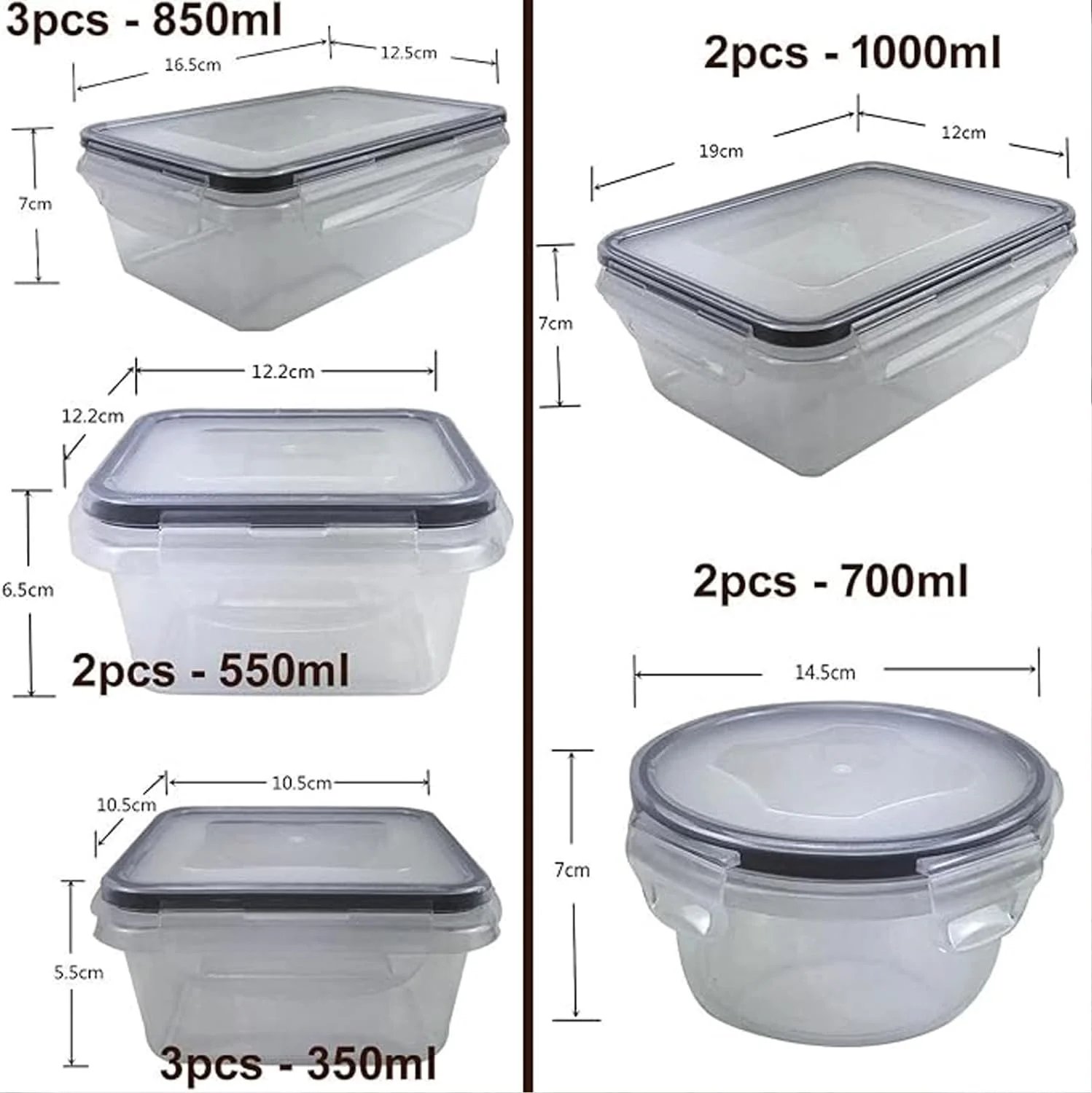 ظرف نگهداری مواد غذایی BeyondLuv مناسب آماده سازی غذا در آشپزخانه - ست 12 عددی ظروف پلاستیکی درب دار با برچسب و ماژیک، ظروف درب دار و هوا بند مناسب فریزر و یخچال