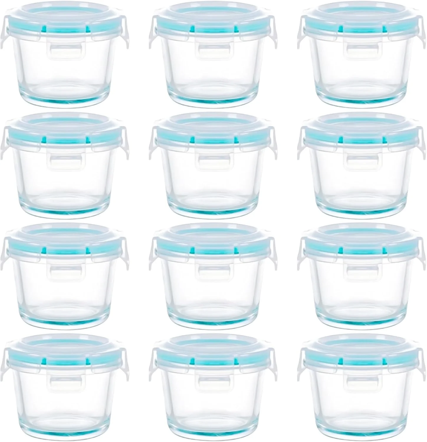 ظروف نگهداری غذای شیشه ای کوچک بین ساکائو، بسته 12 عددی شیشه های شیشه ای کوچک 5 اونسی با درب های قفل شونده بدون BPA، ظروف غذا، ضد هوا، مناسب برای فریزر، مایکروویو، فر و ماشین ظرفشویی