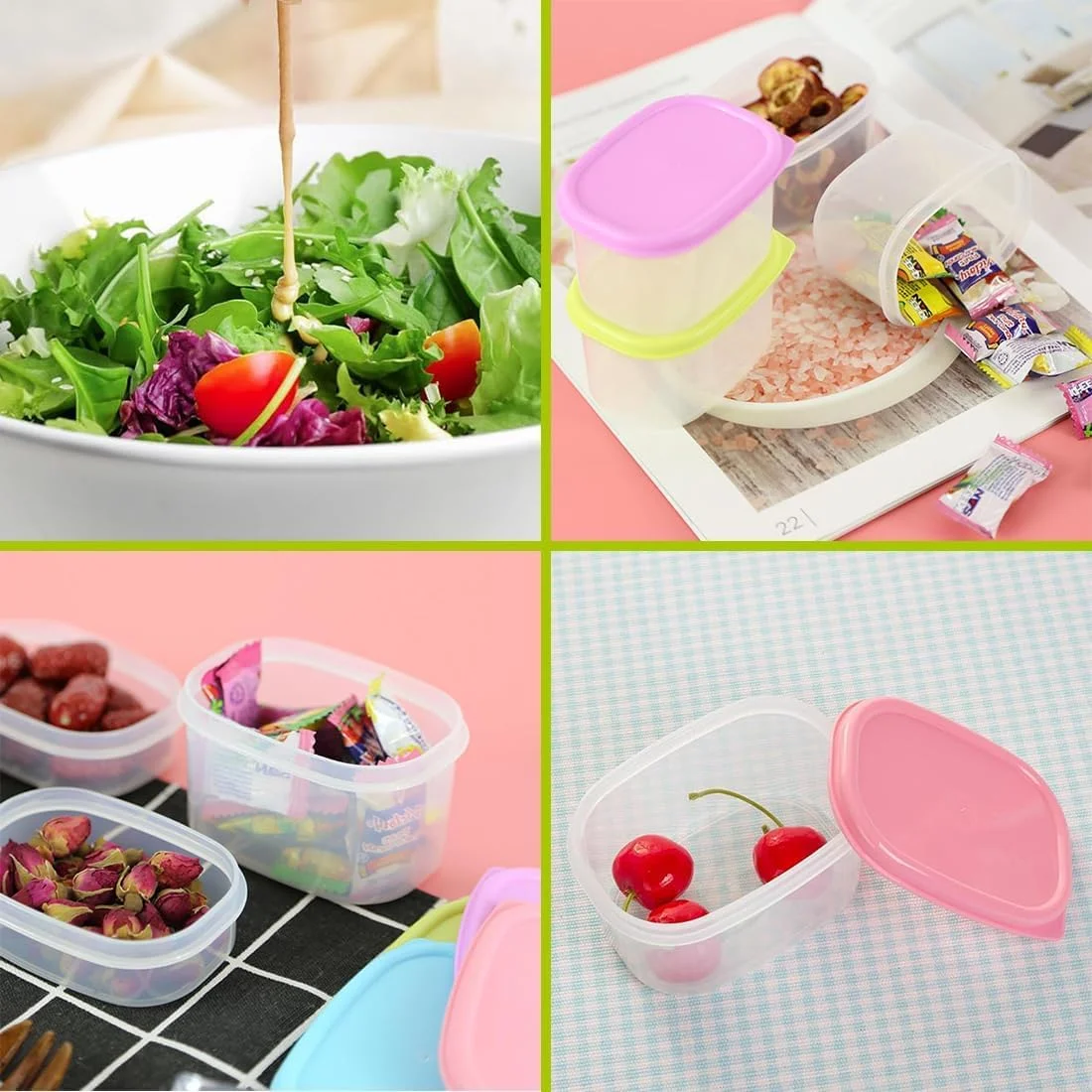 مجموعه 6 عددی ظروف نگهداری غذا Azonee با درب، جعبه های نگهداری تازه و مهر و موم شده قابل انباشت ضد نشت آشپزخانه، ظروف نگهداری مواد غذایی پلاستیکی قابل استفاده مجدد و بدون BPA مناسب برای مایکروویو و فریزر (160 میلی لیتر)