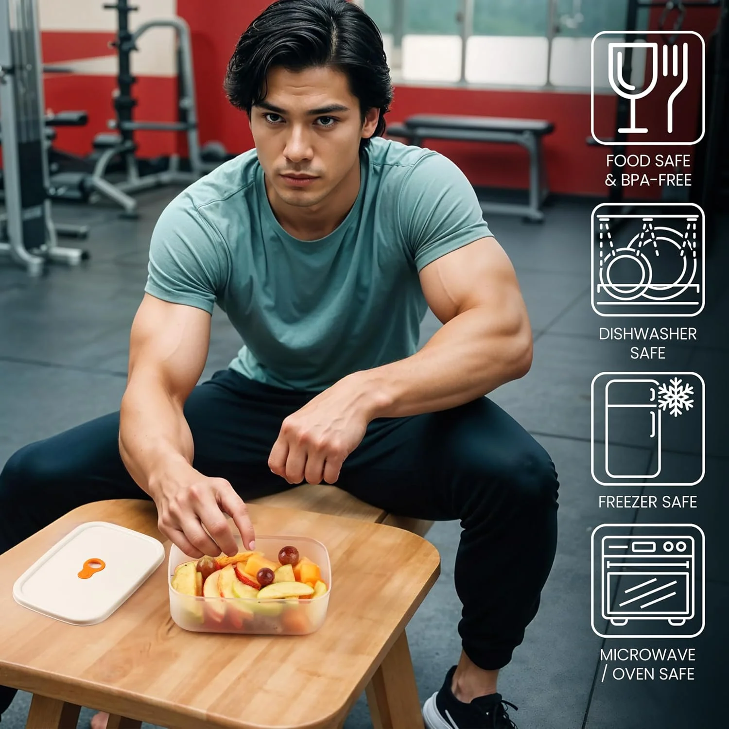 ظروف نگهداری مواد غذایی BELLE VOUS با درب های محکم (بسته 3 عددی) - ظروف آماده سازی غذای قابل استفاده مجدد - جعبه های ناهار قابل استفاده در مایکروویو/فریزر - ست جعبه غذا - ظروف پلاستیکی غذا