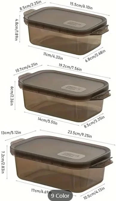 ظروف نگهداری مواد غذایی AK Atelier، 600 میلی لیتر، ست 3 عددی، پلاستیک شفاف، قابل استفاده در مایکروویو، قابل استفاده در فریزر