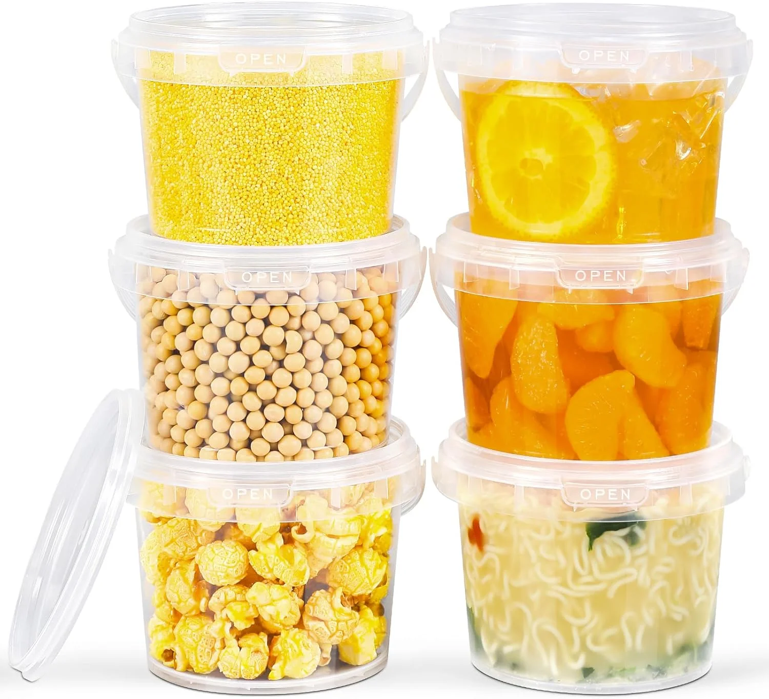 ست 12 عددی ظروف نگهداری پلاستیکی ASEVAT، 10 اونس، ظروف نگهداری غذا با درب، کاسه های ایمن برای مایکروویو با درب، ظروف ایمن برای فریزر، اسلایم، سوپ (16 اونس)