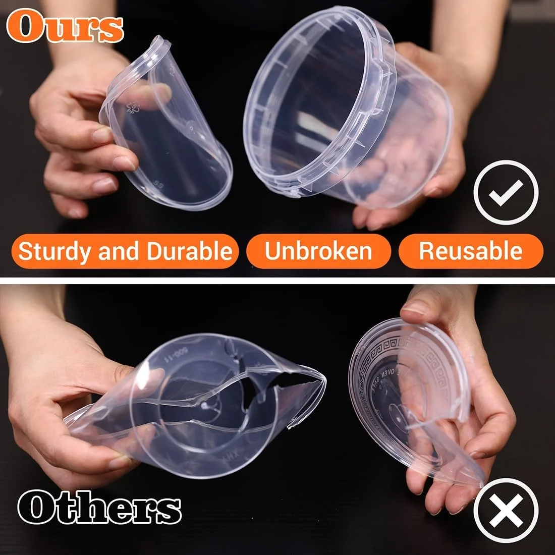 ست 12 عددی ظروف نگهداری پلاستیکی ASEVAT، 10 اونس، ظروف نگهداری غذا با درب، کاسه های ایمن برای مایکروویو با درب، ظروف ایمن برای فریزر، اسلایم، سوپ (16 اونس)