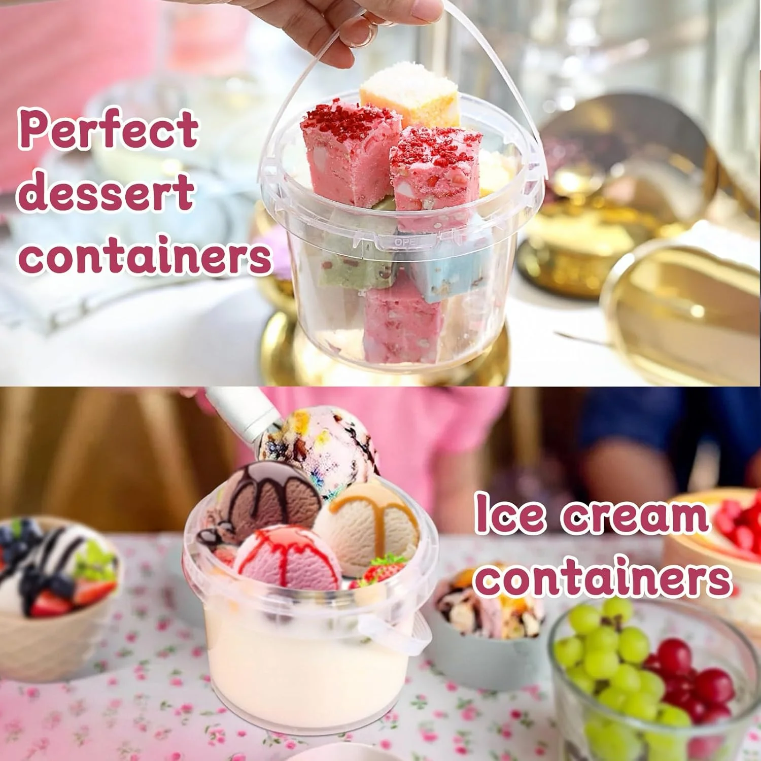 ست 12 عددی ظروف نگهداری پلاستیکی ASEVAT، 10 اونس، ظروف نگهداری غذا با درب، کاسه های ایمن برای مایکروویو با درب، ظروف ایمن برای فریزر، اسلایم، سوپ (16 اونس)