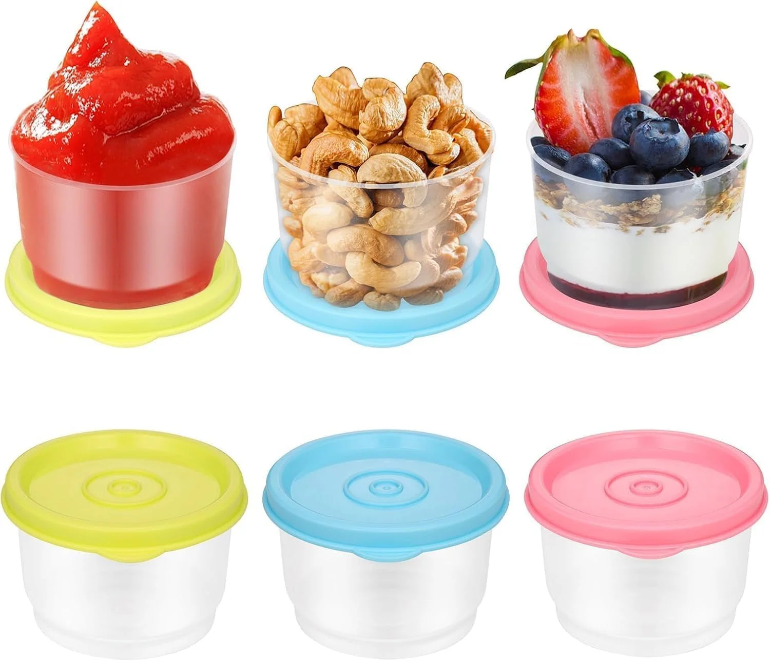 ظروف کوچک غذا Aputue، 6 عدد ظروف نگهداری پلاستیکی 160 میلی لیتری با درب، ظروف آماده سازی غذا دربسته برای میان وعده های ناهار و باقیمانده غذا، قابل استفاده در مایکروویو و فریزر
