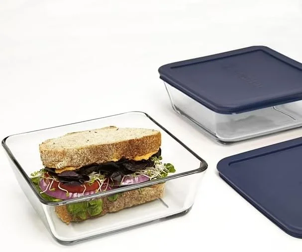 مجموعه ۴ تکه ظروف نگهدارنده ساندویچ انکر هوکینگ، ۲ عدد ظرف ۱.۱ لیتری، مدل ۱۳۱۷۴، درب سرمه ای/قرمز