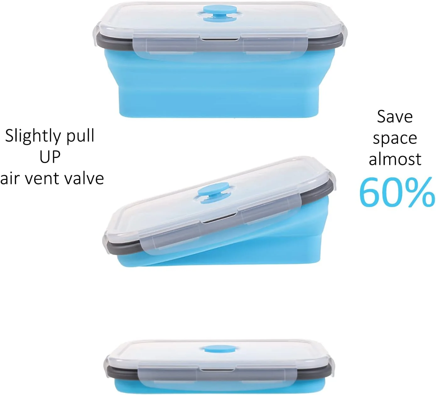 ظروف نگهداری مواد غذایی تاشو Annaklin با درب محکم، 4 سایز، ست ظروف آماده سازی غذا سیلیکونی تاشو کوچک و بزرگ برای باقیمانده غذا، قابل استفاده در مایکروویو، فریزر و ماشین ظرفشویی، ست 4 عددی