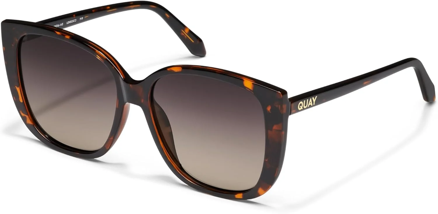 عینک آفتابی زنانه Quay - لنزهای مربعی با محافظت UV، عینک آفتابی بزرگ (Ever After)