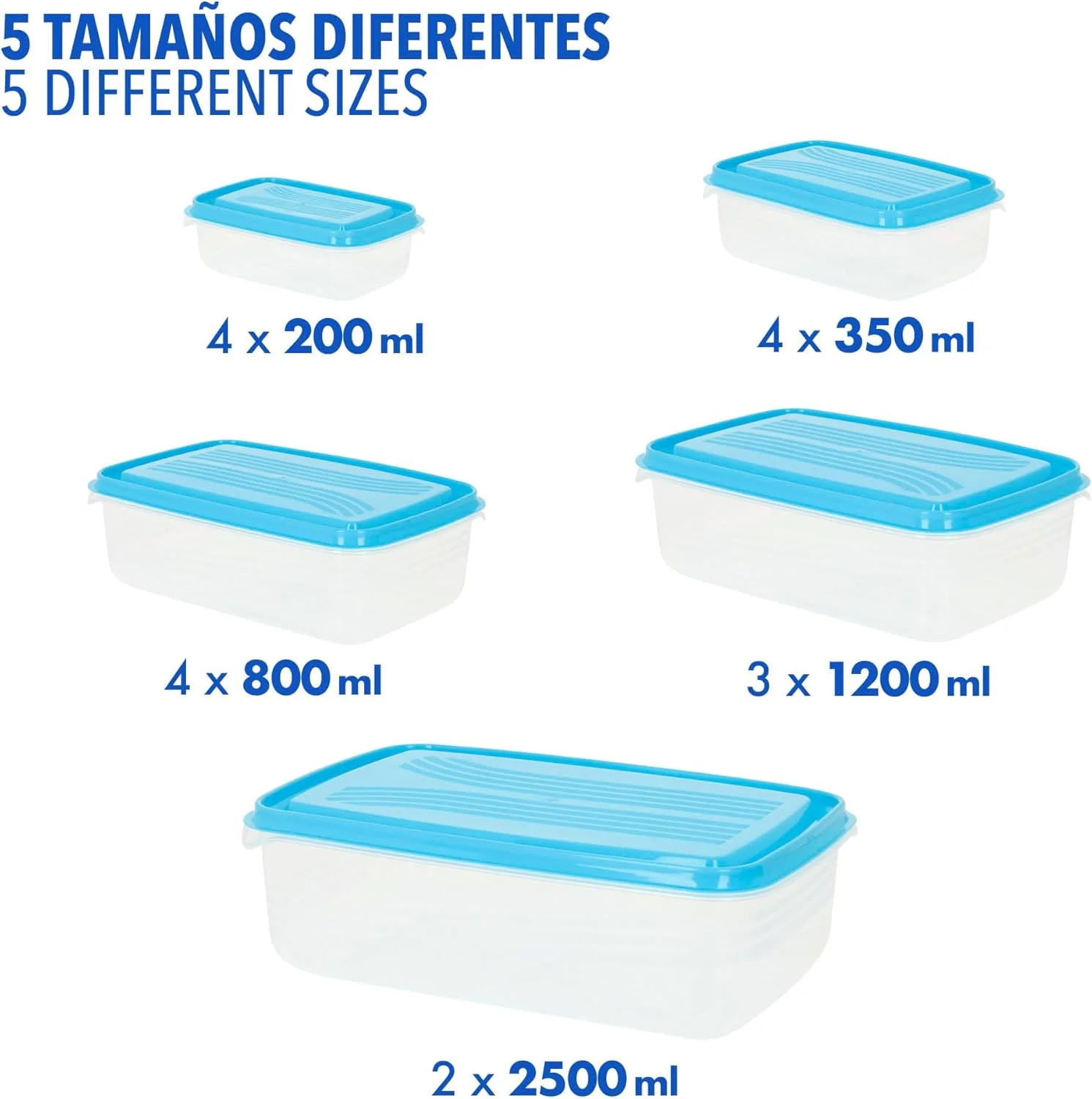 اکتیو 16557 مکس هوم بسته 17 عددی ظروف پلاستیکی، ظرفیت 0.2 تا 2.5 لیتر، پلاستیک بدون BPA، طراحی قابل چیدن، قابل استفاده در مایکروویو، فریزر و ماشین ظرفشویی، نگهداری مواد غذایی