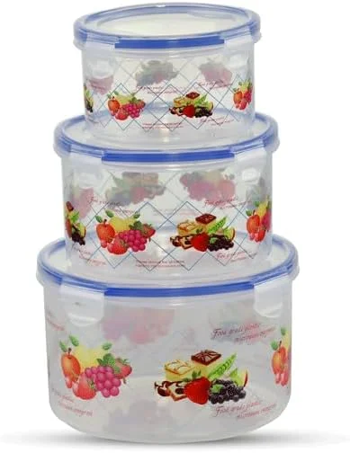 ست ظروف نگهدارنده گرد مواد غذایی – 3 تکه، بدون BPA، ضد نشت، قابل استفاده در مایکروویو و فریزر – مناسب برای نگهداری مواد غذایی خشک، تنقلات و باقیمانده غذا