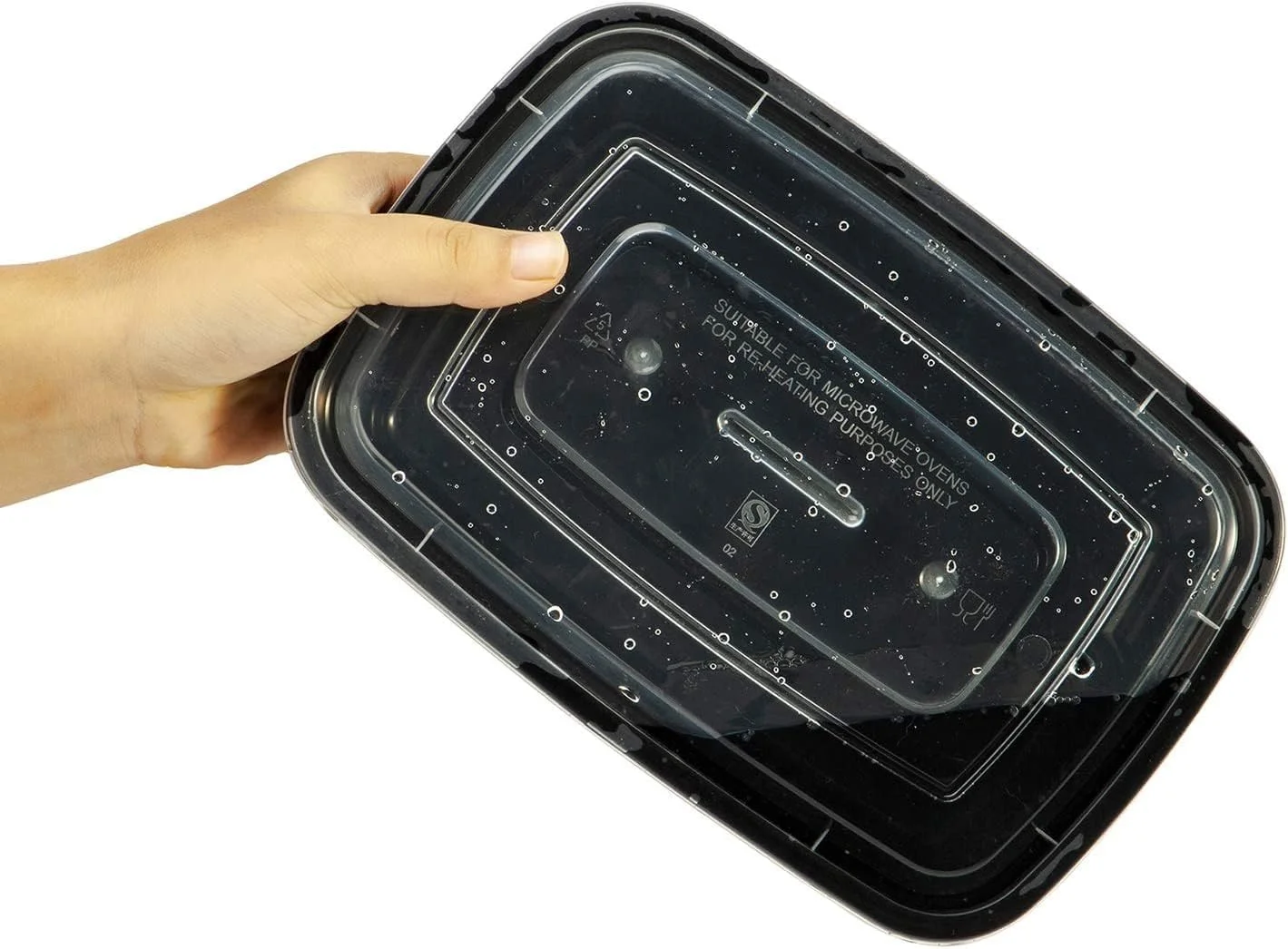 السقر [بسته 5 عددی] ظرف نگهداری غذا با پایه مشکی و درب (946 میلی لیتر) RE 32 | ظرف غذای یکبار مصرف | ظروف آماده سازی غذا | جعبه ناهار مایکروویو | فریزر سیف (1 محفظه)