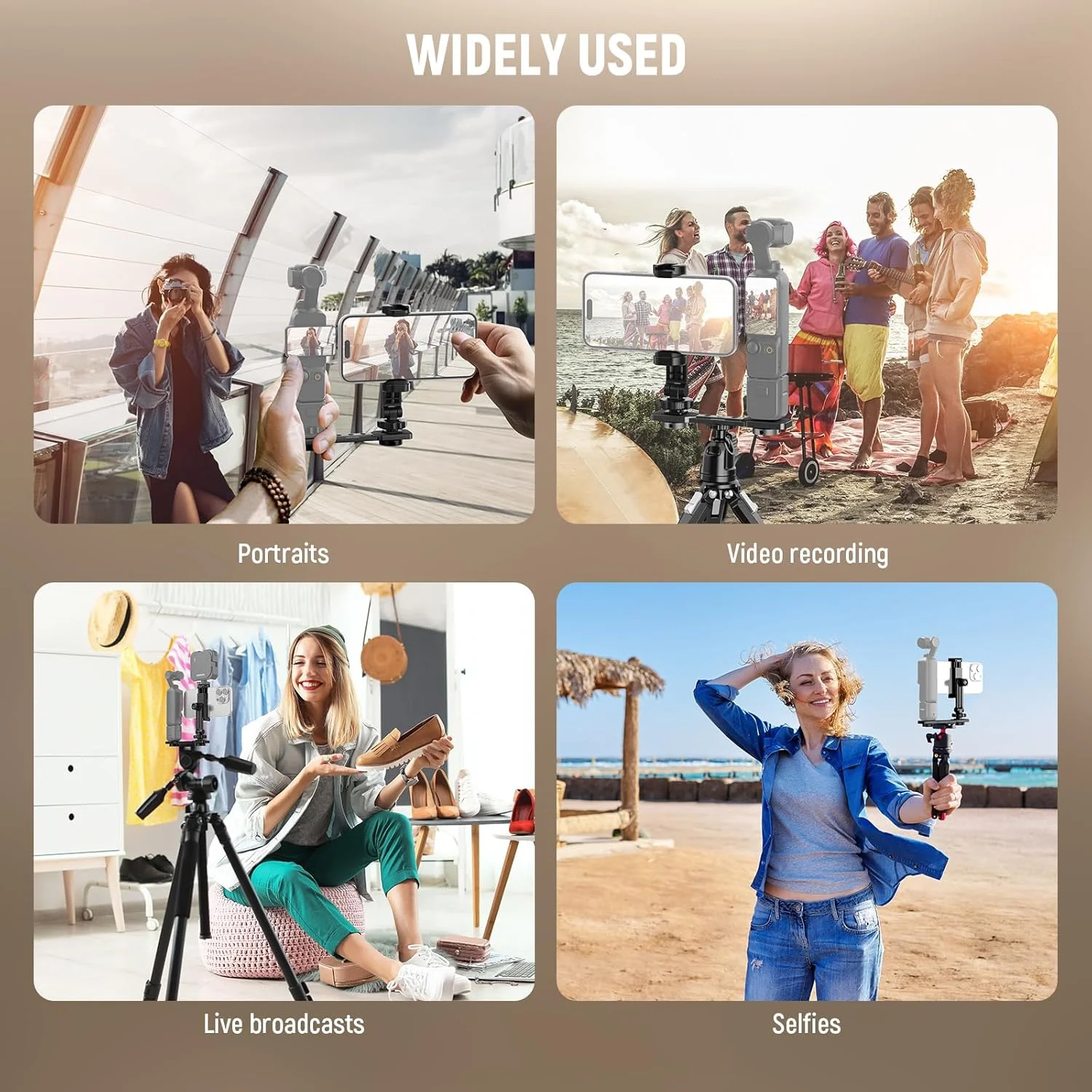 نگهدارنده گوشی موبایل نیوور سازگار با DJI Osmo Pocket 3، لوازم جانبی توسعه Pocket 3، نگهدارنده تلفن همراه با رزوه های 1/4 اینچی برای سه پایه و میله توسعه، کفشک سرد برای نور ویدئویی کوچک، میکروفون، AC021