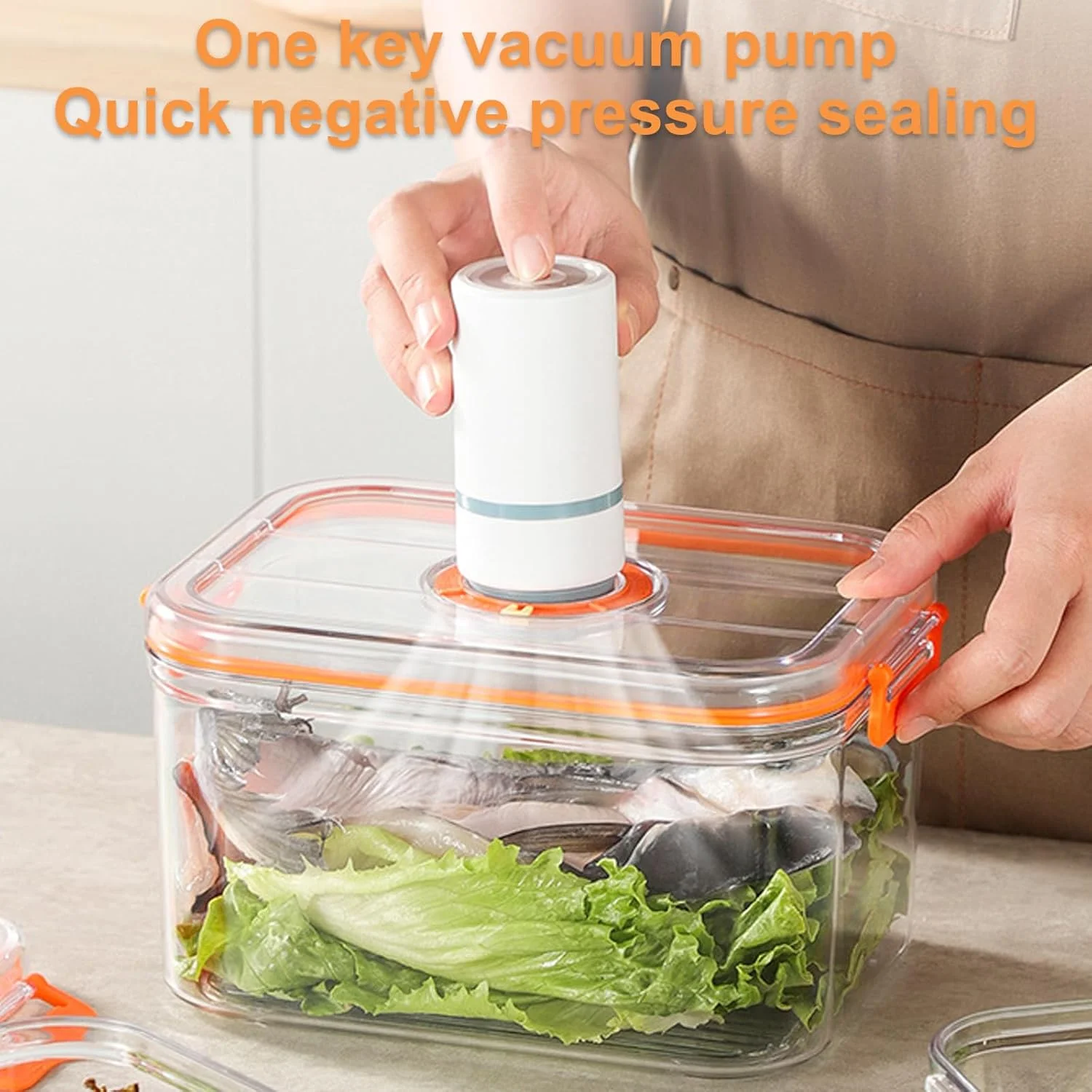 ظروف نگهداری مواد غذایی وکیوم Adando: جعبه تازگی هواگیر 3500/1600 میلی لیتر - با 1 پمپ و صفحه زمان - مجموعه ظروف بزرگ وکیوم شفاف و مقاوم در برابر شکستن PC مناسب مایکروویو برای یخچال و انبار (2 تکه)