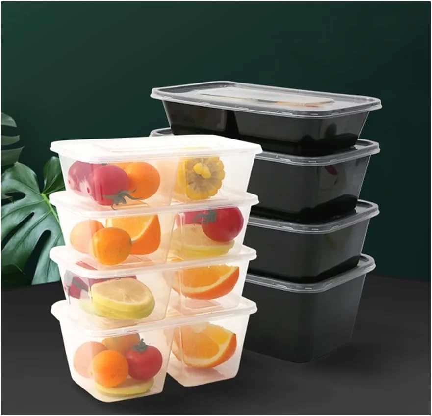 ظرف غذای بیرون بر AGYH، بسته 300 عددی، ظروف آماده سازی غذا با درب، 2 محفظه، ظروف نگهداری مواد غذایی، قابل استفاده در مایکروویو و فریزر (رنگ: شفاف، اندازه: 650 میلی لیتر)