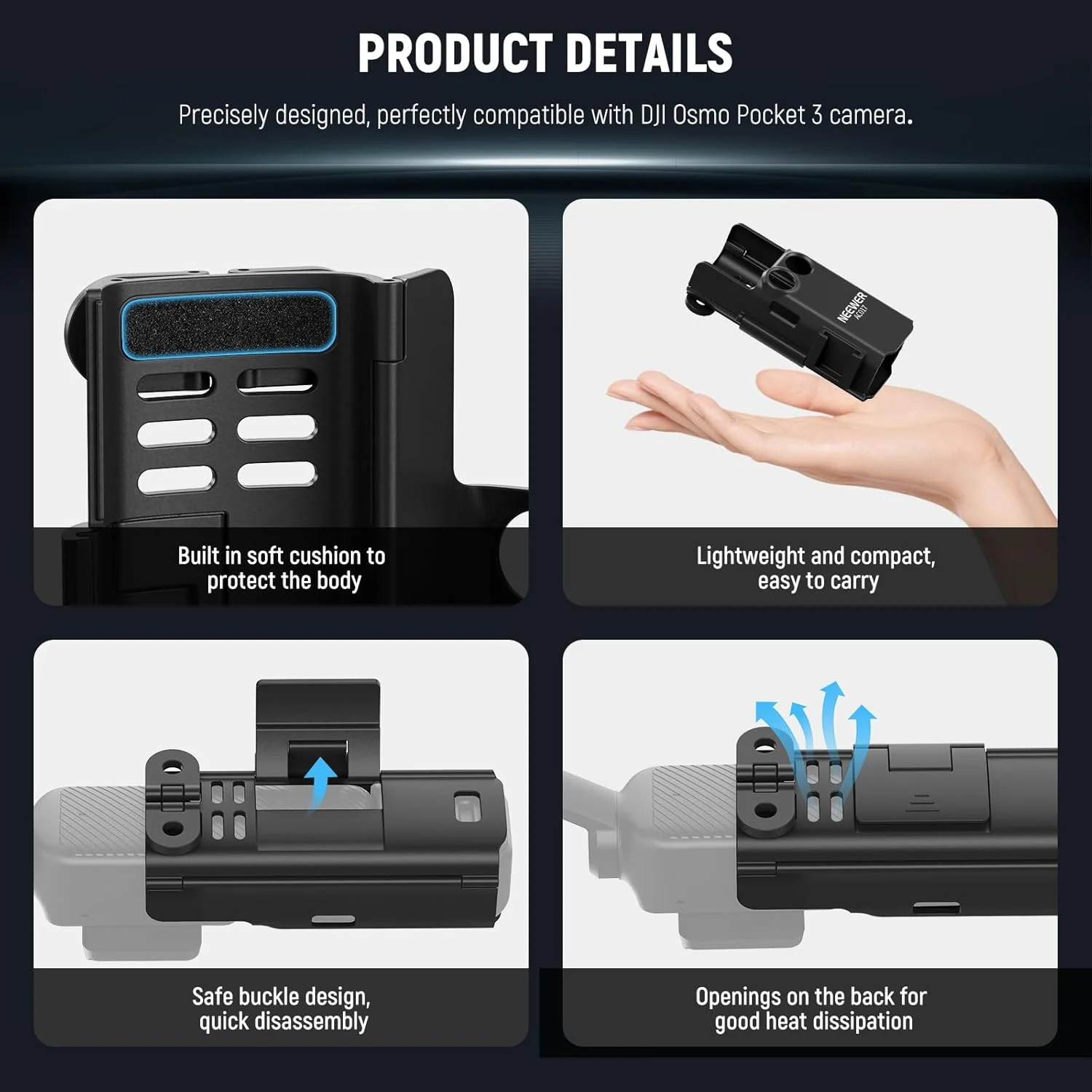 آداپتور پایه توسعه NEEWER BASICS سازگار با لوازم جانبی DJI Osmo Pocket 3، قفس محافظ پلاستیکی، نگهدارنده میکروفون، گیره پایه با کفشک سرد برای سه پایه، ضبط ویدیو ولاگ، AC017 آداپتور پایه توسعه NEEWER BASICS سازگار با لوازم جانبی DJI Osmo Pocket 3، قفس محافظ پلاستیکی، نگهدارنده میکروفون، گیره پایه با کفشک سرد برای سه پایه، ضبط ویدیو ولاگ، AC017