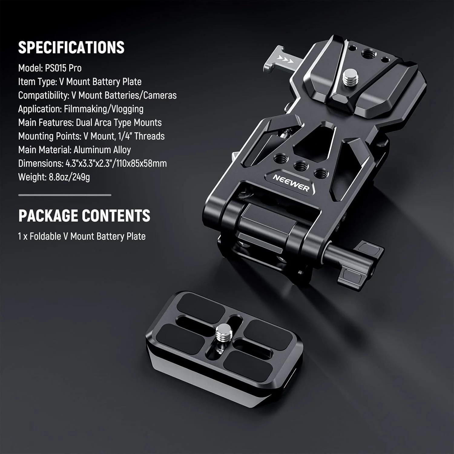 صفحه باتری V-Mount نیور با صفحه رهاسازی سریع نوع Ark، آداپتور قفل V تاشو برای NEEWER PS099E، سازگار با DJI RS4 RS3 گیمبال، قفس، دوربین، تجهیزات ویدئویی، PS015 PRO صفحه باتری V-Mount نیور با صفحه رهاسازی سریع نوع Ark، آداپتور قفل V تاشو برای NEEWER PS099E، سازگار با DJI RS4 RS3 گیمبال، قفس، دوربین، تجهیزات ویدئویی، PS015 PRO