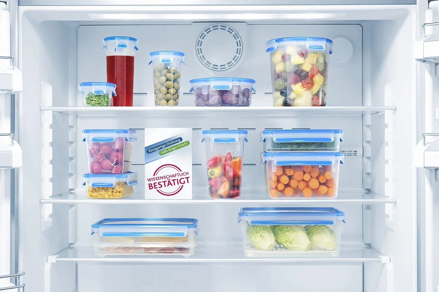 ست 3 تکه ظروف نگهداری غذا ایمسا مدل Clip & Close Colour با حجم 0.55 لیتر، شفاف/آبی