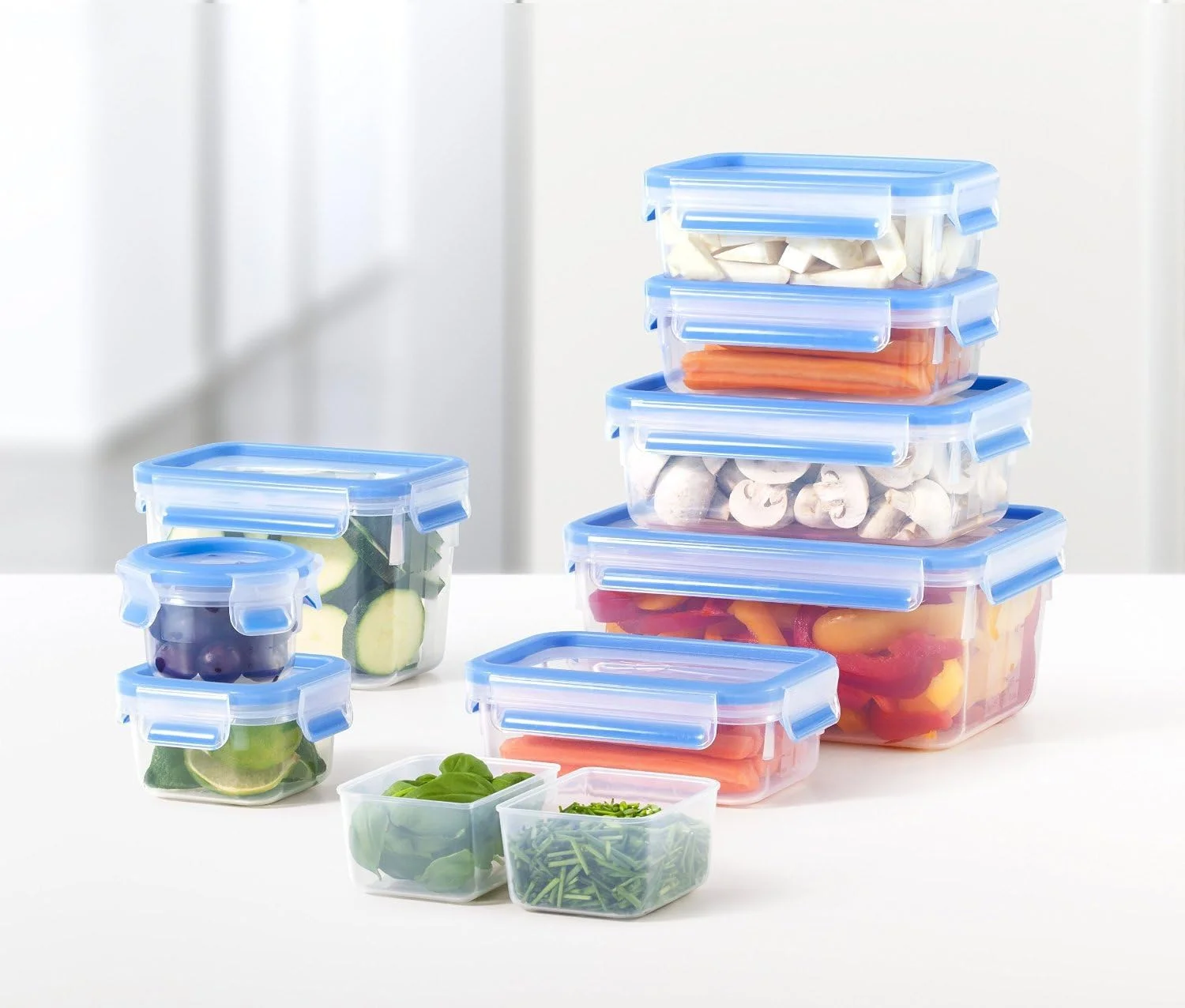 ست 3 تکه ظروف نگهداری غذا ایمسا مدل Clip & Close Colour با حجم 0.55 لیتر، شفاف/آبی