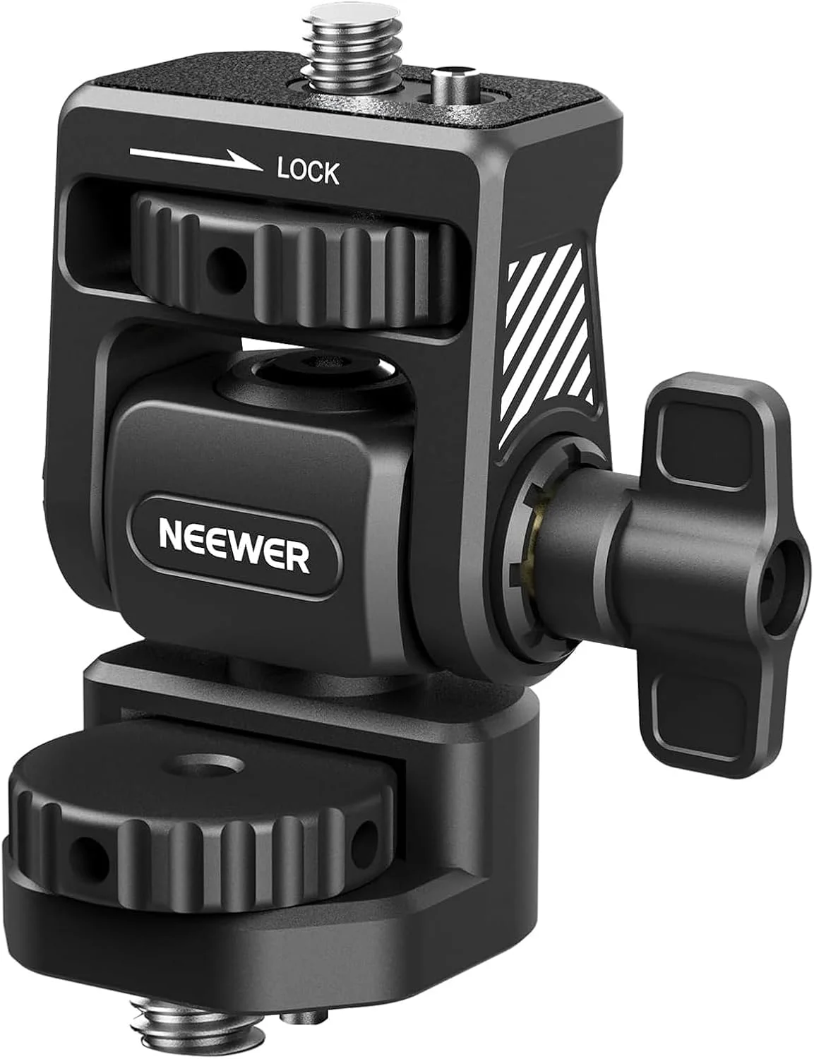 نگهدارنده مانیتور صحنه دوربین NEEWER، چرخش 360 درجه و شیب قابل تنظیم 180 درجه با پیچ 1/4 اینچ و 3/8 اینچ ضد پیچش سازگار با Atomos Ninja 5 اینچ و 7 اینچ سازگار با قفس دوربین SmallRig، MA022