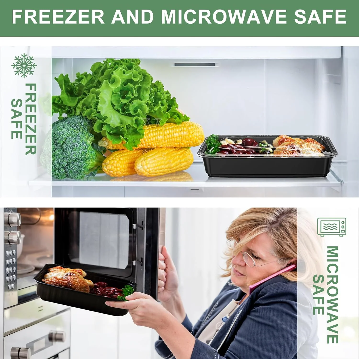 ظروف آماده سازی غذا 20 عددی (122 تکه) 38 اونسی پلاستیکی یکبار مصرف با درب، ظروف نگهداری غذا، بدون BPA، ایمن برای مواد غذایی، قابل استفاده در مایکروویو و فریزر، ظروف آماده سازی غذا برای بیرون بر