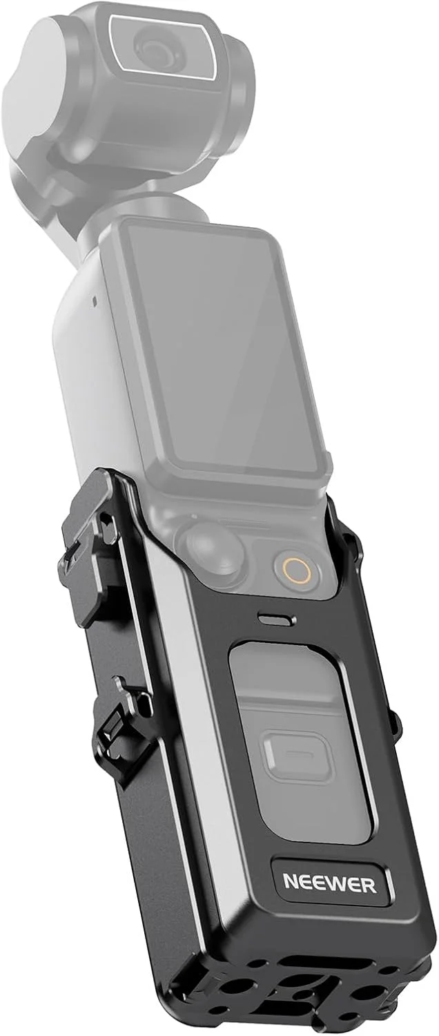 محافظ فلزی دوربین NEEWER Pocket 3، بدنه محافظ آلومینیومی آلیاژی همه کاره سازگار با DJI Osmo Pocket 3 و لوازم جانبی نصب مغناطیسی، رزوه های 1/4 اینچی، کفشک سرد، شکاف هایی برای دسته جانبی با قابلیت رهاسازی سریع، AC029