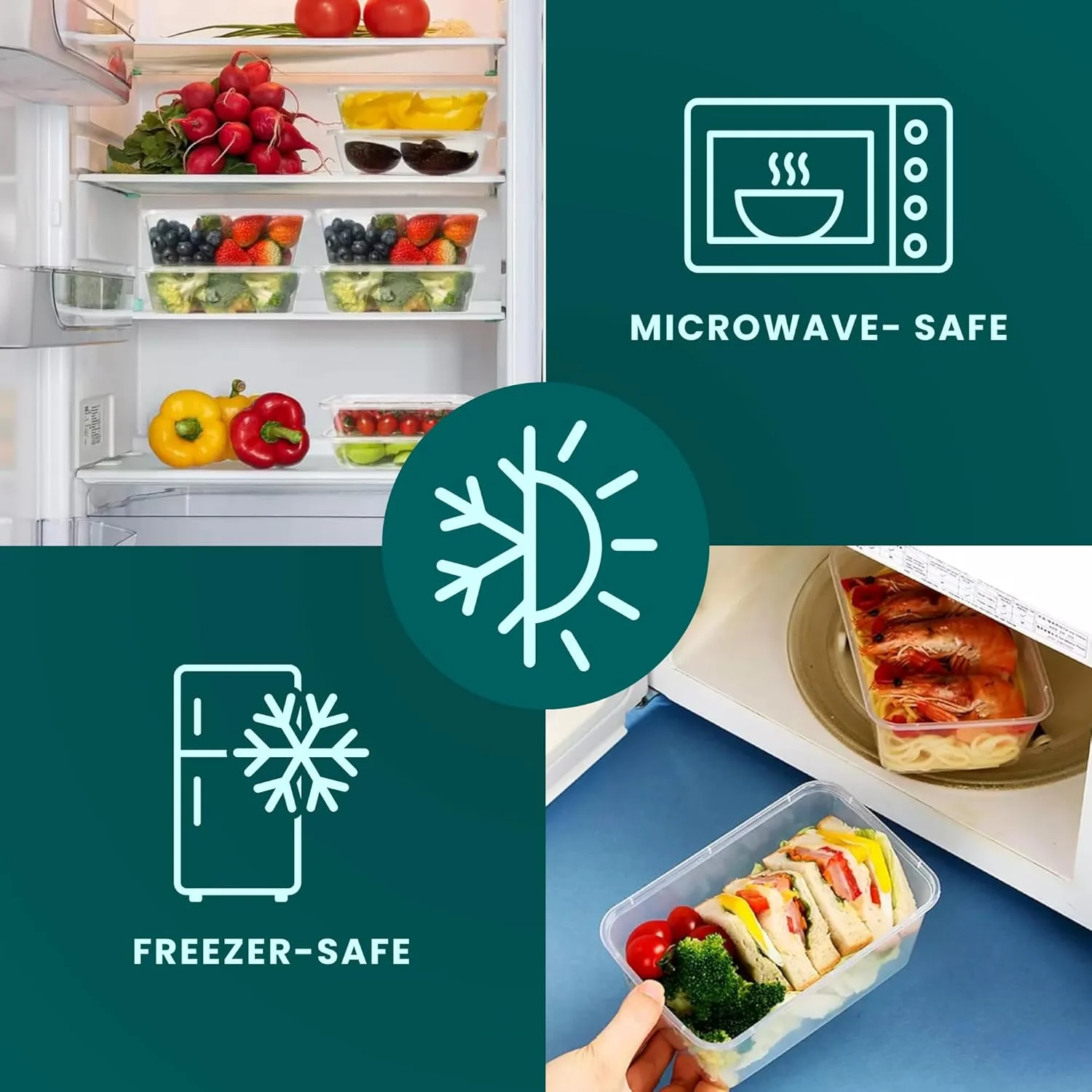 ست 10 عددی ظروف نگهداری مواد غذایی 1 لیتری با درب‌های چفتی – ضد نشت و قابل استفاده مجدد – مناسب مایکروویو، فریزر و ماشین ظرفشویی – بادوام برای نگهداری باقیمانده غذا و مواد غذایی