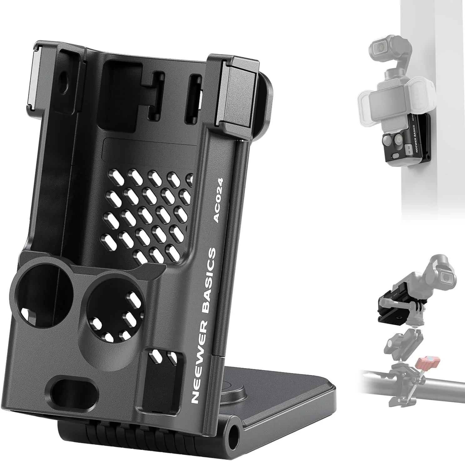 پایه مغناطیسی NEEWER Basics سازگار با DJI Osmo Pocket 3، آداپتور توسعه لوازم جانبی Creator Combo با سوراخ پیچ 1/4 اینچی، براکت پلاستیکی برای گریپ باتری M21 Fill Light، AC024
