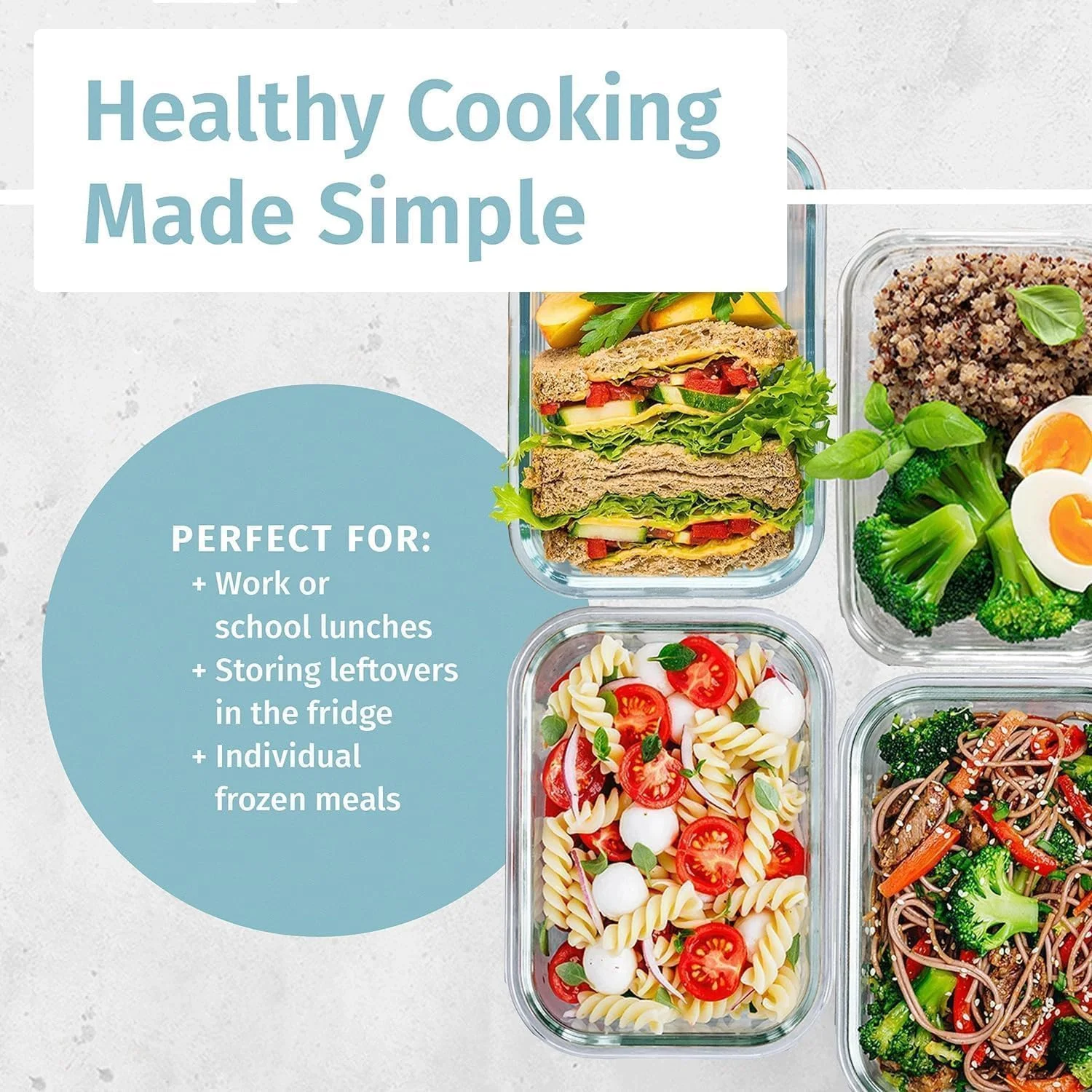 ست جعبه غذای شیشه ای ۲۴ تکه 𝐏𝐈𝐂𝐂𝐀𝐒𝐈𝐎™، ظروف نگهداری مواد غذایی درب دار برای کنترل وعده های غذایی سالم، قابل استفاده در مایکروویو، فر، فریزر و ماشین ظرفشویی، درب قفل دار (شیشه بوروسیلیکات) (۲۴)