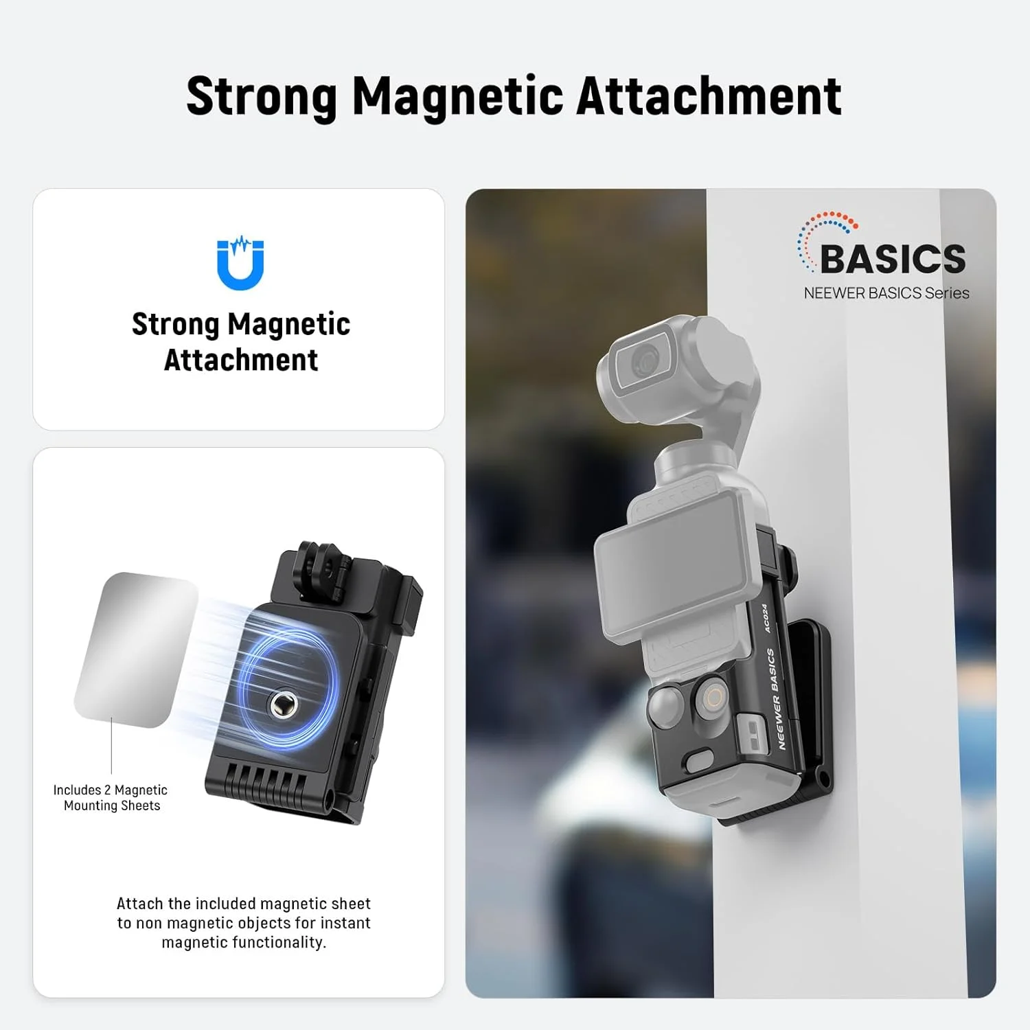 پایه مغناطیسی NEEWER Basics سازگار با DJI Osmo Pocket 3، آداپتور توسعه لوازم جانبی Creator Combo با سوراخ پیچ 1/4 اینچی، براکت پلاستیکی برای گریپ باتری M21 Fill Light، AC024 پایه مغناطیسی NEEWER Basics سازگار با DJI Osmo Pocket 3، آداپتور توسعه لوازم جانبی Creator Combo با سوراخ پیچ 1/4 اینچی، براکت پلاستیکی برای گریپ باتری M21 Fill Light، AC024