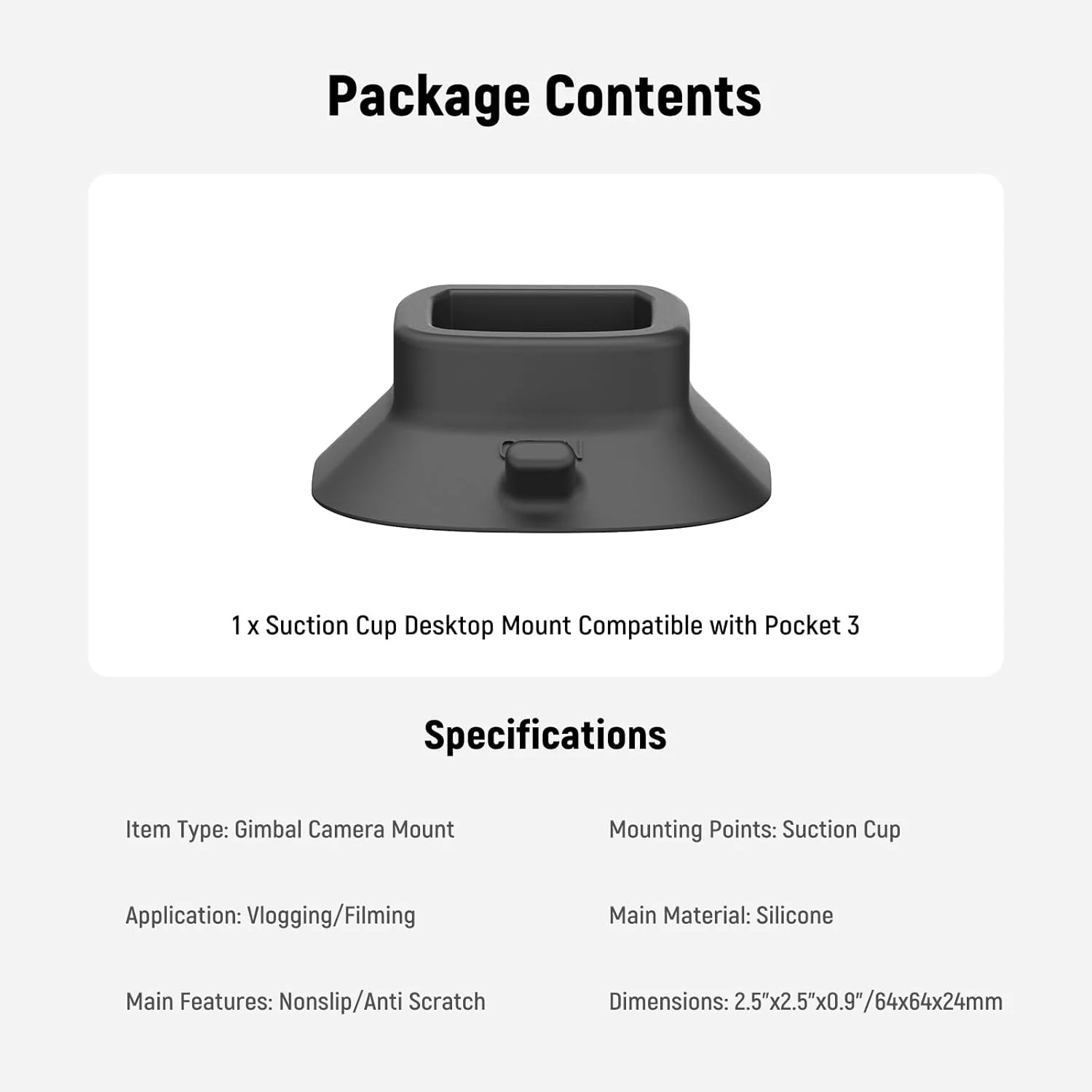 پایه سیلیکونی مکنده NEEWER Basics برای Pocket 3، پایه نگهدارنده دوربین رومیزی ضد لغزش نرم و پایدار ø64mm سازگار با دوربین گیمبال DJI Osmo Pocket 3، مدل AC023 پایه سیلیکونی مکنده NEEWER Basics برای Pocket 3، پایه نگهدارنده دوربین رومیزی ضد لغزش نرم و پایدار ø64mm سازگار با دوربین گیمبال DJI Osmo Pocket 3، مدل AC023