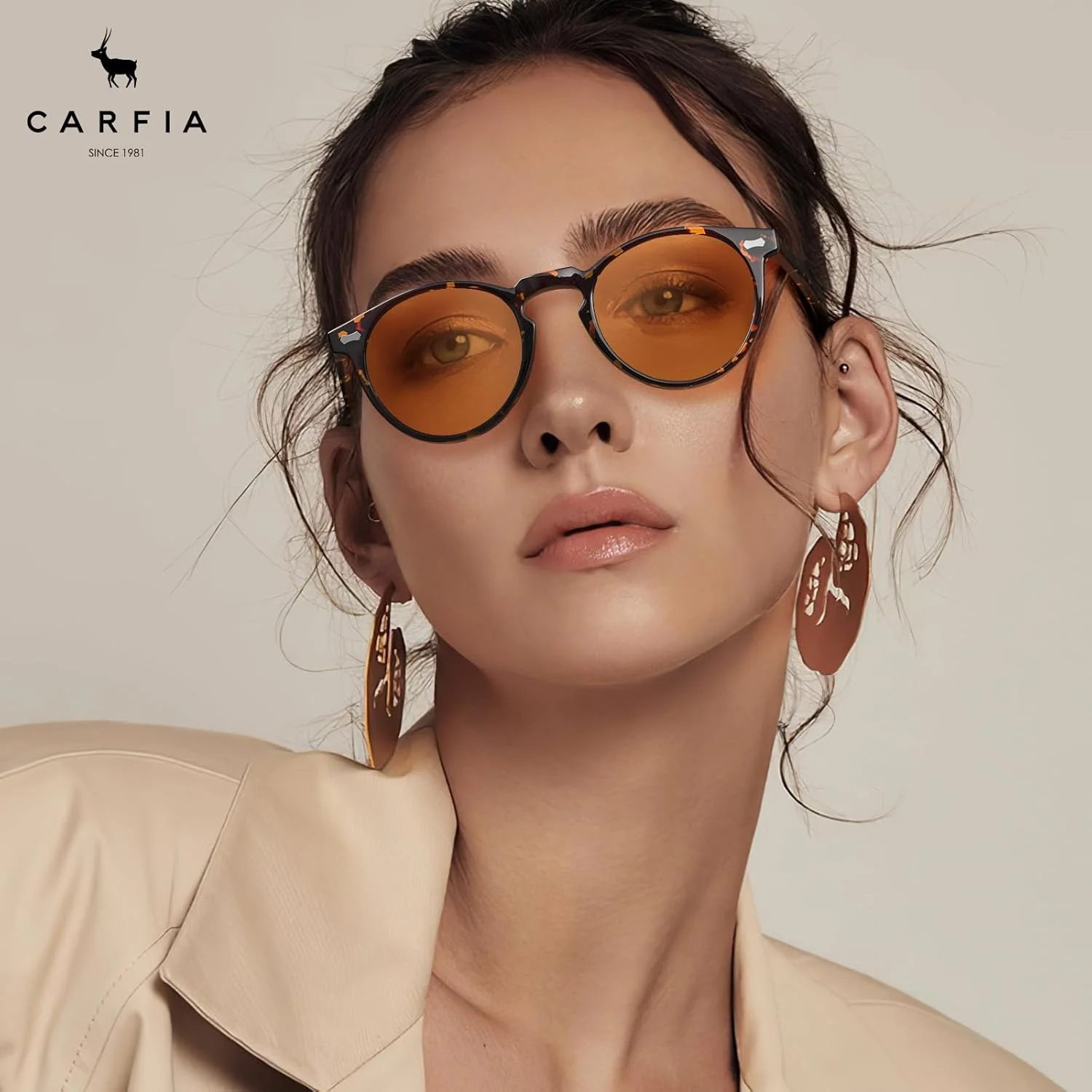 عینک آفتابی کوچک پلاریزه استات CARFIA برای زنان، محافظت در برابر اشعه ماوراء بنفش، عینک آفتابی دست ساز ایتالیایی یکپارچهسازی با سیستمعامل برای خانم ها