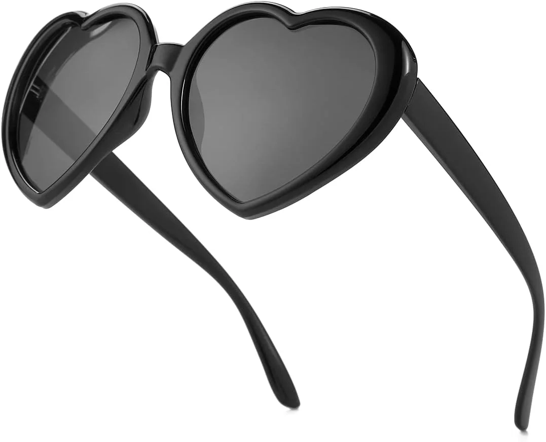 عینک آفتابی پلاریزه قلبی شکل زنانه، مد روز، عینک های بزرگ یکپارچهسازی با سیستمعامل دوست داشتنی با لنز محافظ UV400