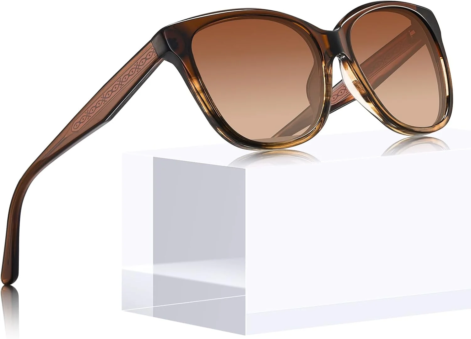 عینک آفتابی مربعی پلاریزه CARFIA زنانه با محافظت UV، طراحی ایتالیایی با الگوی برجسته یکپارچهسازی با سیما، مناسب رانندگی