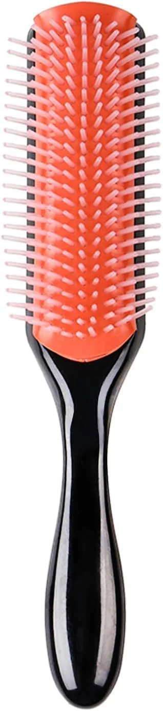 برس مو KASTWAVE برای موهای فر طبیعی مشکی 9 ردیفه مدل کلاسیک d3 مناسب مسافرت، باز کردن گره مو، دارای دندانه های نایلونی، مناسب موهای خیس، کوچک، مینی، مناسب حمام، موهای موج دار، خشک کردن و شانه پلاستیکی