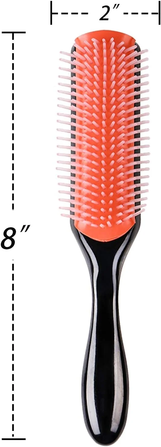 برس مو KASTWAVE برای موهای فر طبیعی مشکی 9 ردیفه مدل کلاسیک d3 مناسب مسافرت، باز کردن گره مو، دارای دندانه های نایلونی، مناسب موهای خیس، کوچک، مینی، مناسب حمام، موهای موج دار، خشک کردن و شانه پلاستیکی