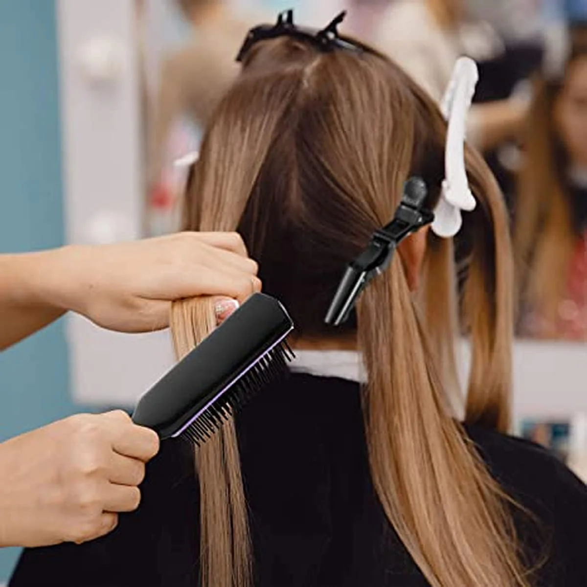 ست برس حالت دهنده مو KASTWAVE شامل 7 قطعه، برس موی فر 9 ردیفه، برس مسافرتی 5 ردیفه و 5 عدد گیره مو برای جدا کردن، حالت دادن و ثابت کردن مو (بنفش)