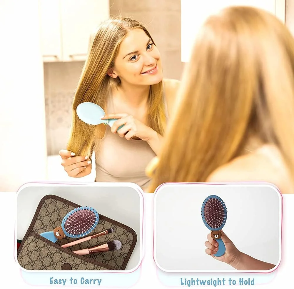 برس مو KASTWAVE، برای دختران پسران زنان مردان کودکان، موهای خیس و خشک، برس گره باز کن مسافرتی کوچک برای انواع مو، به راحتی گره ها را باز می کند، صاف کننده و ماساژ دهنده (آبی)