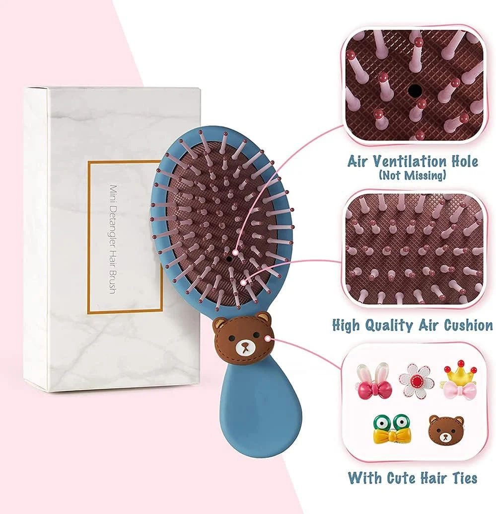 برس مو KASTWAVE، برای دختران پسران زنان مردان کودکان، موهای خیس و خشک، برس گره باز کن مسافرتی کوچک برای انواع مو، به راحتی گره ها را باز می کند، صاف کننده و ماساژ دهنده (آبی)