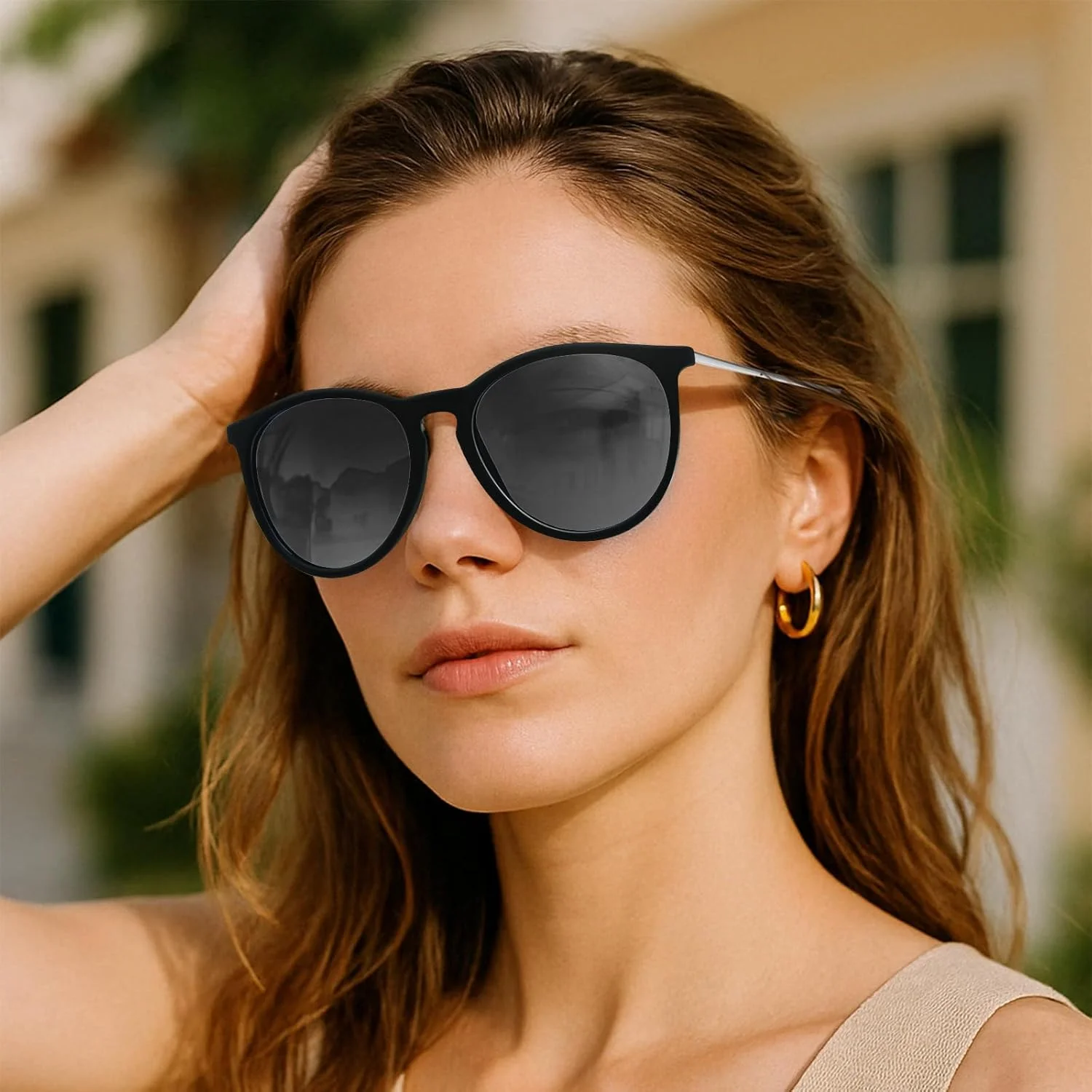 عینک آفتابی پلاریزه Occffy زنانه، مدل گربه ای و گرد، مناسب بانوان، محافظت UV400 برای رانندگی و مسافرت