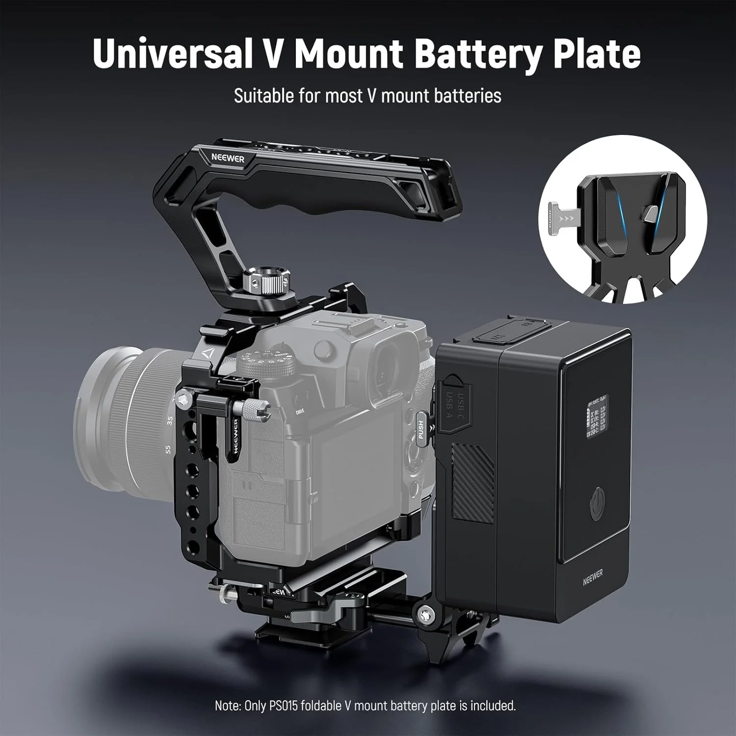 صفحه باتری V-Mount تاشو و سبک NEEWER با صفحه QR از نوع Arca و صفحه پایه جداشدنی سازگار با قفس دوربین SmallRig، ریگ ویدئویی و گیمبال DJI RS4 RS3 مدل PS015 PRO صفحه باتری V-Mount تاشو و سبک NEEWER با صفحه QR از نوع Arca و صفحه پایه جداشدنی سازگار با قفس دوربین SmallRig، ریگ ویدئویی و گیمبال DJI RS4 RS3 مدل PS015 PRO
