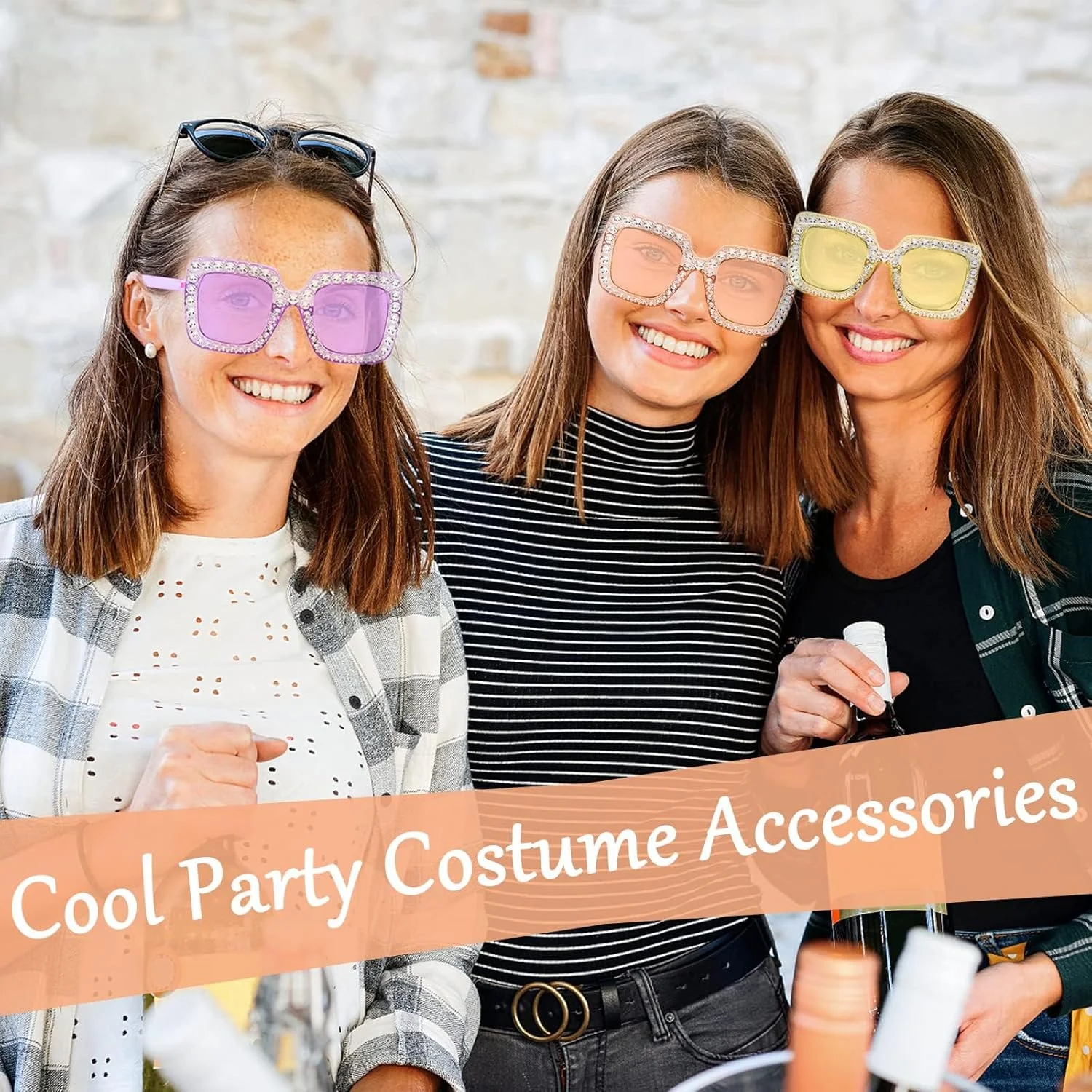 عینک آفتابی مستطیلی نگین دار NAWOKEENY، عینک آفتابی فریم ضخیم بزرگ، عینک آفتابی الماس دار، عینک آفتابی رترو درخشان برای لباس و اکسسوری مردانه، زنانه و دخترانه