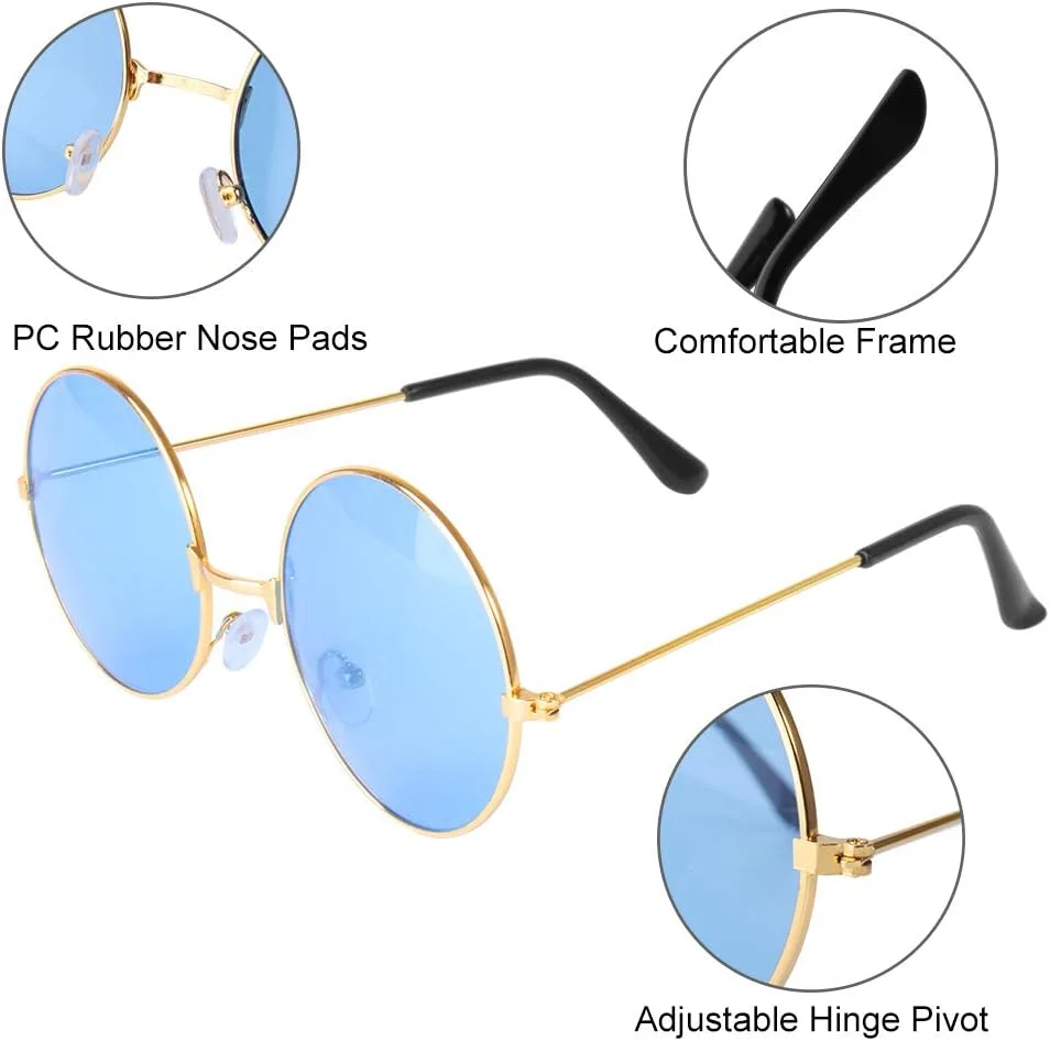 عینک آفتابی گرد هیپی ONESING، 8-20 جفت، عینک دایره ای زنانه چند رنگ با هدبند هیپی برای مهمانی دیسکو