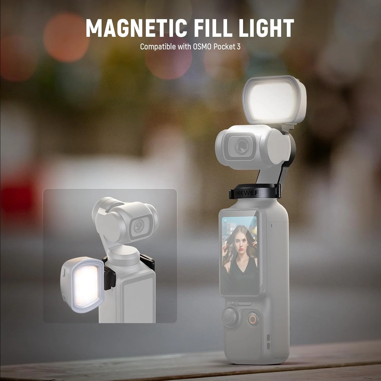 نور کمکی مغناطیسی پایه نیوور سازگار با DJI OSMO Pocket 3 Gimbal Camera Creator Combo، نور پرکننده LED کوچک قابل شارژ برای سلفی، ولاگ، ضبط ویدیو، شارژ USB C، M21 نور کمکی مغناطیسی پایه نیوور سازگار با DJI OSMO Pocket 3 Gimbal Camera Creator Combo، نور پرکننده LED کوچک قابل شارژ برای سلفی، ولاگ، ضبط ویدیو، شارژ USB C، M21
