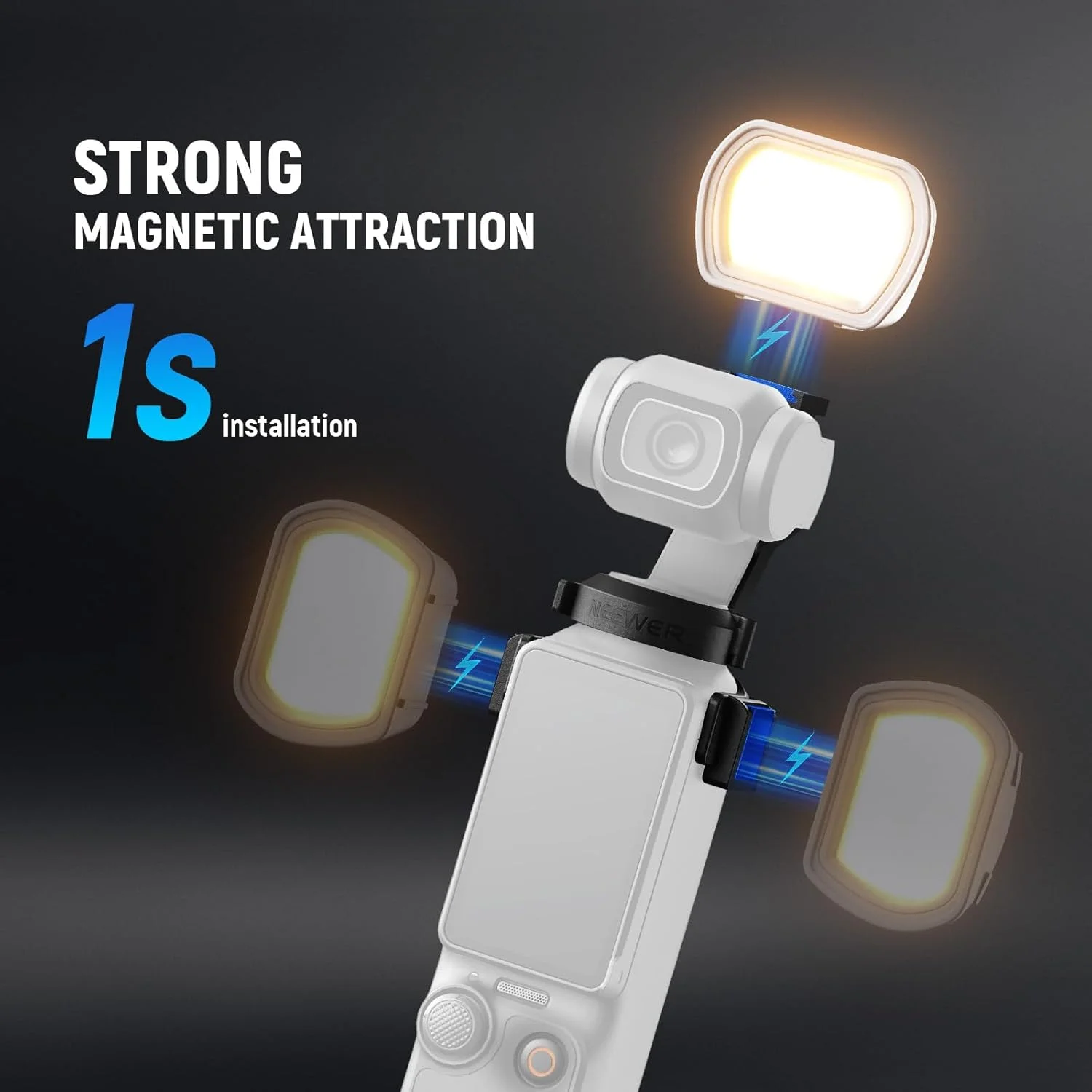 نور کمکی مغناطیسی پایه نیوور سازگار با DJI OSMO Pocket 3 Gimbal Camera Creator Combo، نور پرکننده LED کوچک قابل شارژ برای سلفی، ولاگ، ضبط ویدیو، شارژ USB C، M21 نور کمکی مغناطیسی پایه نیوور سازگار با DJI OSMO Pocket 3 Gimbal Camera Creator Combo، نور پرکننده LED کوچک قابل شارژ برای سلفی، ولاگ، ضبط ویدیو، شارژ USB C، M21