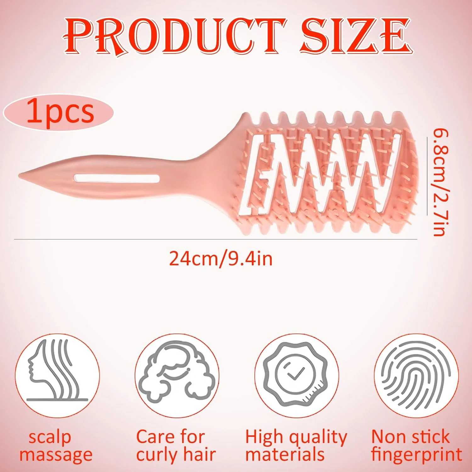 برس حالت دهنده مو فرفری JYJLLM، برس فر کننده، برس موی چند منظوره مرطوب و خشک برای باز کردن گره، شانه کردن، شکل دادن و حالت دادن به فرها، برس مو برای زنان و مردان (صورتی)