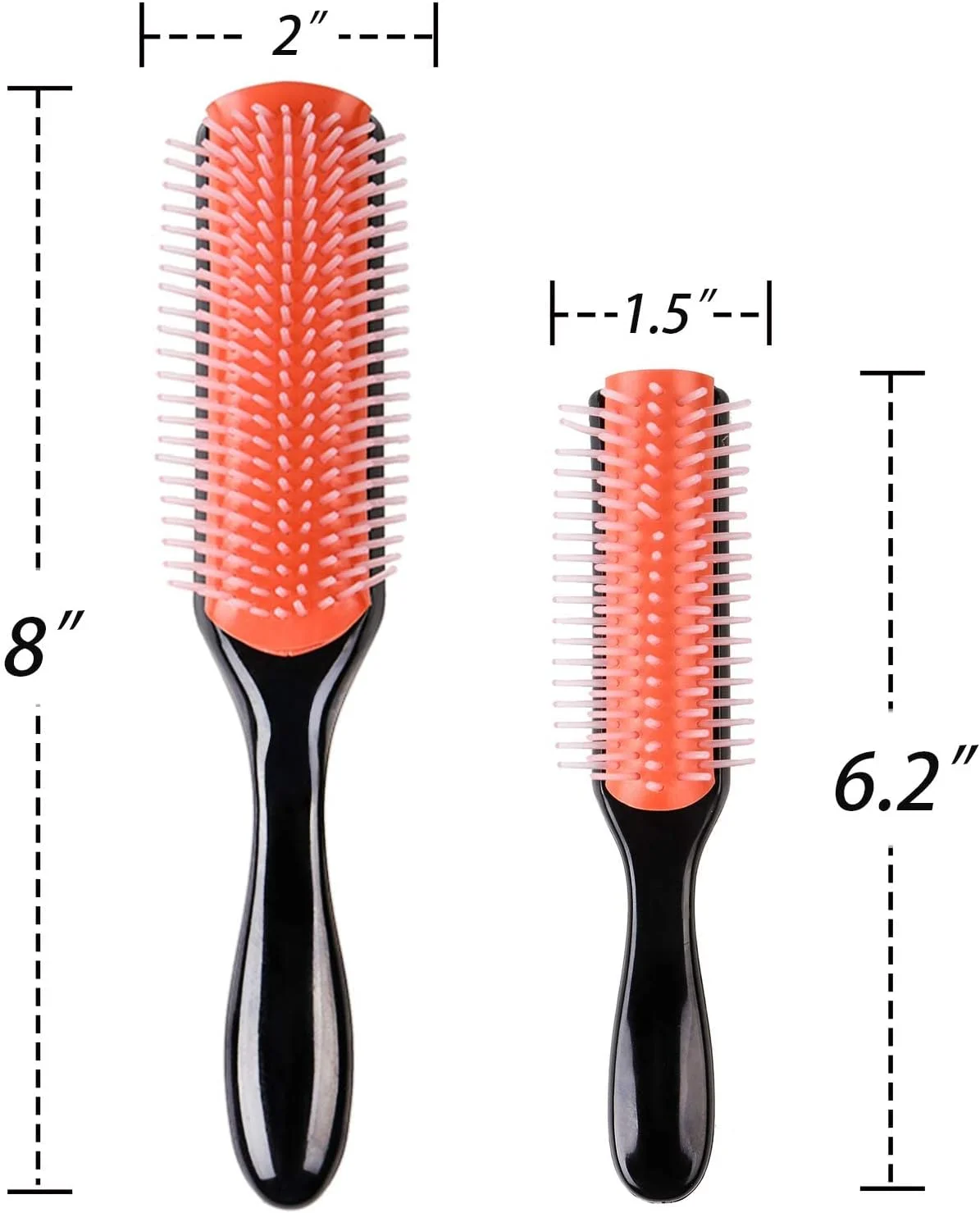 برس مو JQTOP برای موهای فر طبیعی مشکی، 9 ردیفه، مدل کلاسیک D3، مناسب سفر، دمین، دمان، دنهام، نایلونی، ضد گره، برس باز کننده گره، مناسب موهای خیس، نازک، ضخیم، دنیم، موج دار، شانه پلاستیکی. هدیه برای خانم ها و آقایان