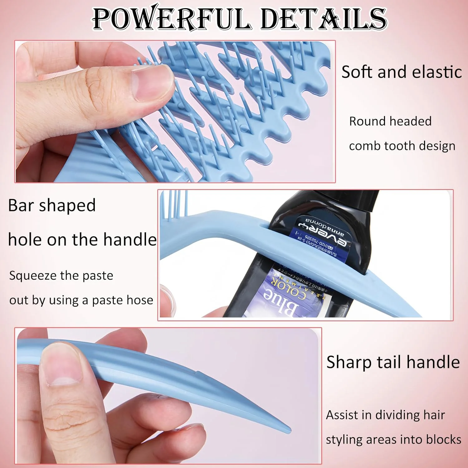 برس حالت دهنده مو فرفری JYJLLM، برس فر کننده، برس موی چند منظوره مرطوب و خشک برای باز کردن گره، شانه کردن، شکل دادن و حالت دادن به فرها، برس مو برای زنان و مردان (صورتی)