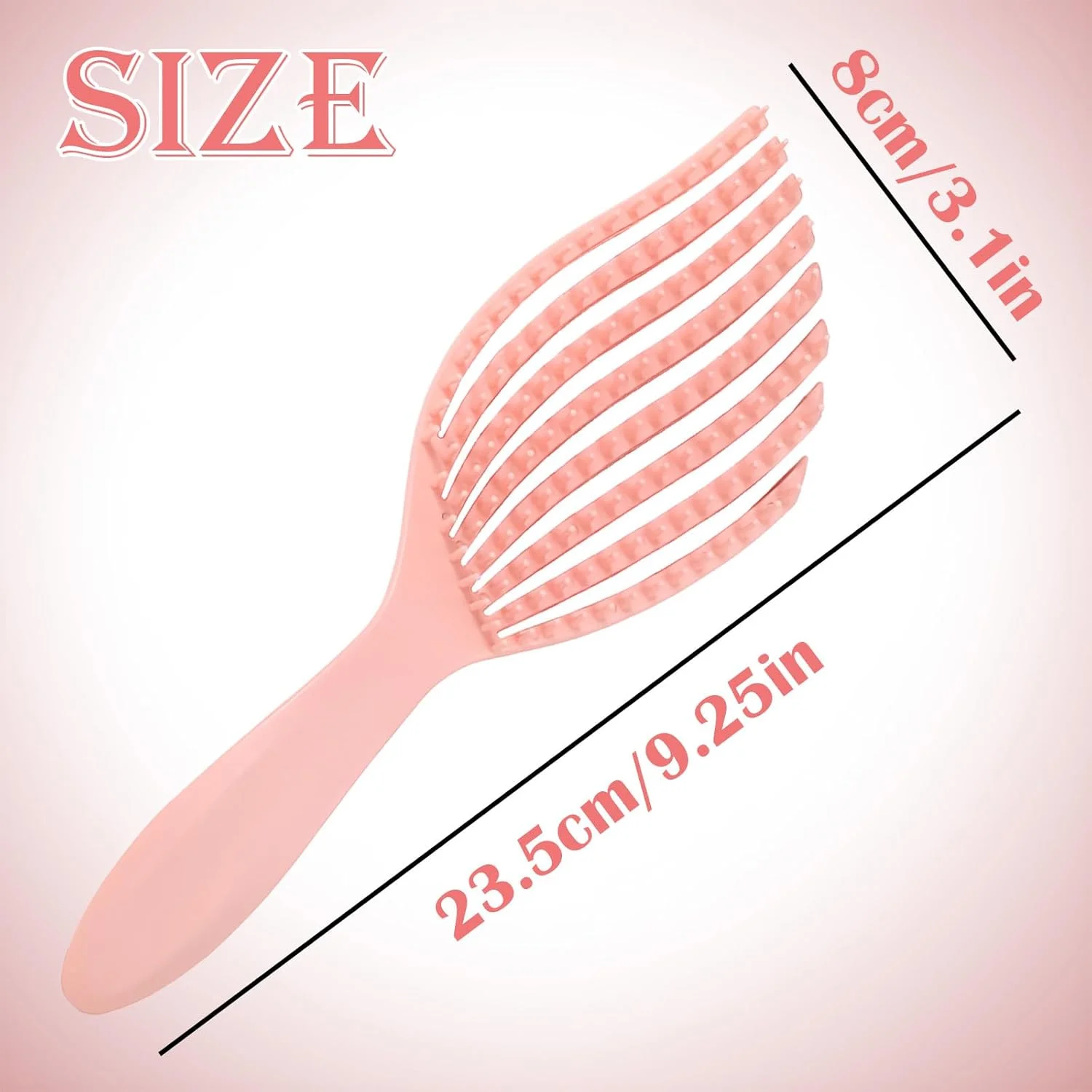 برس موی باز کننده گره JYJLLM مناسب برای انواع مو | برس انعطاف پذیر وگان با دندانه های ماساژور - حالت دهی بدون گره برای زنان و کودکان، سازگار با محیط زیست، قابل استفاده برای موهای خیس/خشک - صورتی ملایم